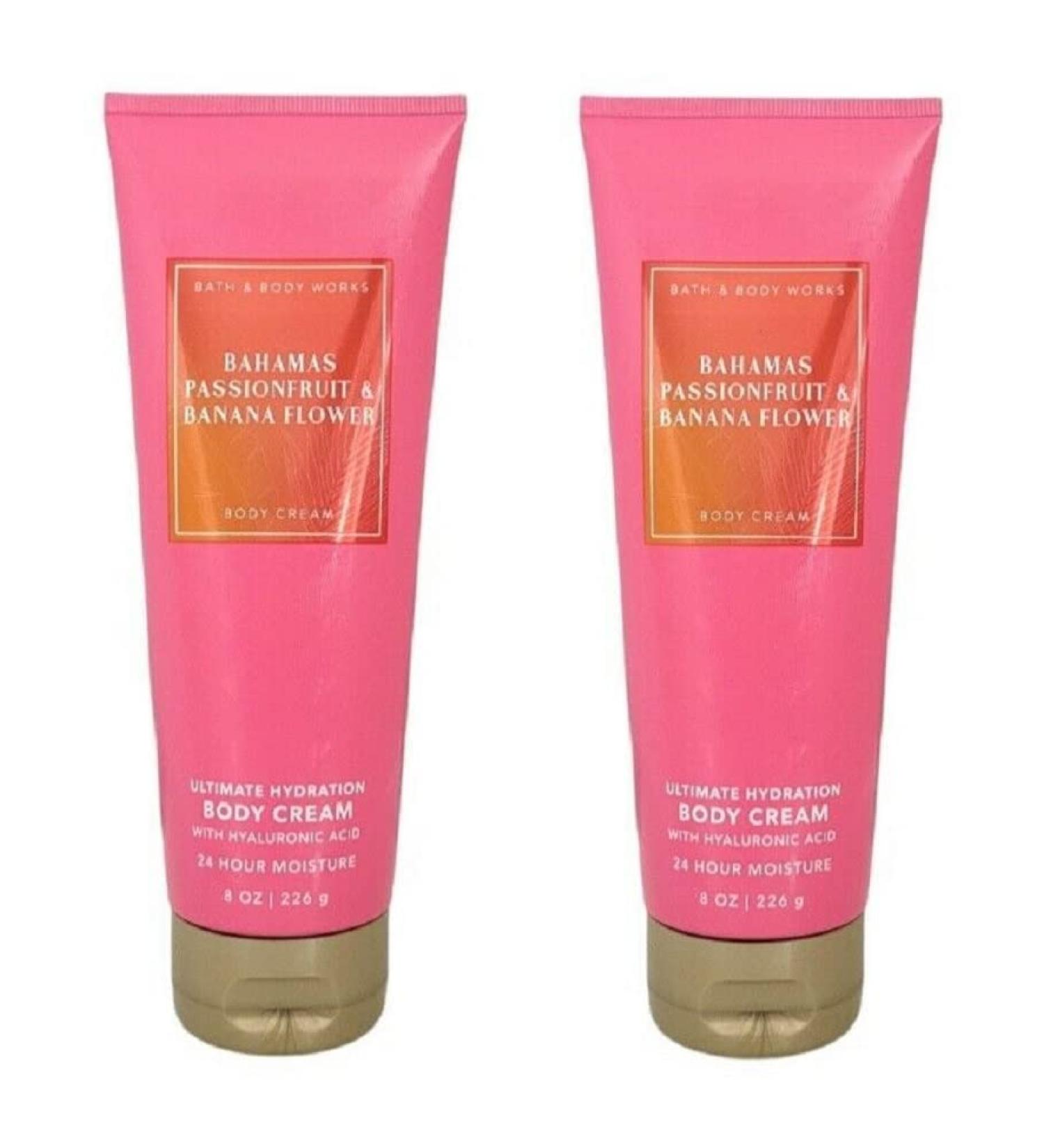 Bath and Body Works Bahamas Passionfruit and Banana FlowerBody Cream Ultimate Hydration Gift Set For Women 2 Pack 8 Oz. (Bahamas Passionfruit & Banana Flower)