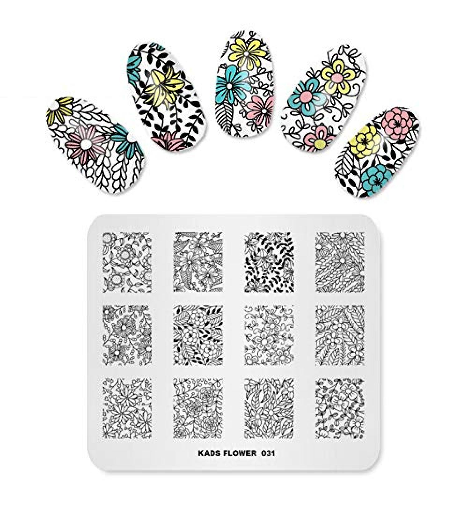 Alexnailart Nail Art Stamping Plate Natural Flower Branches Template Image Plate Nail Art Tools (FL031) - Buy Online on SooperMarket.com