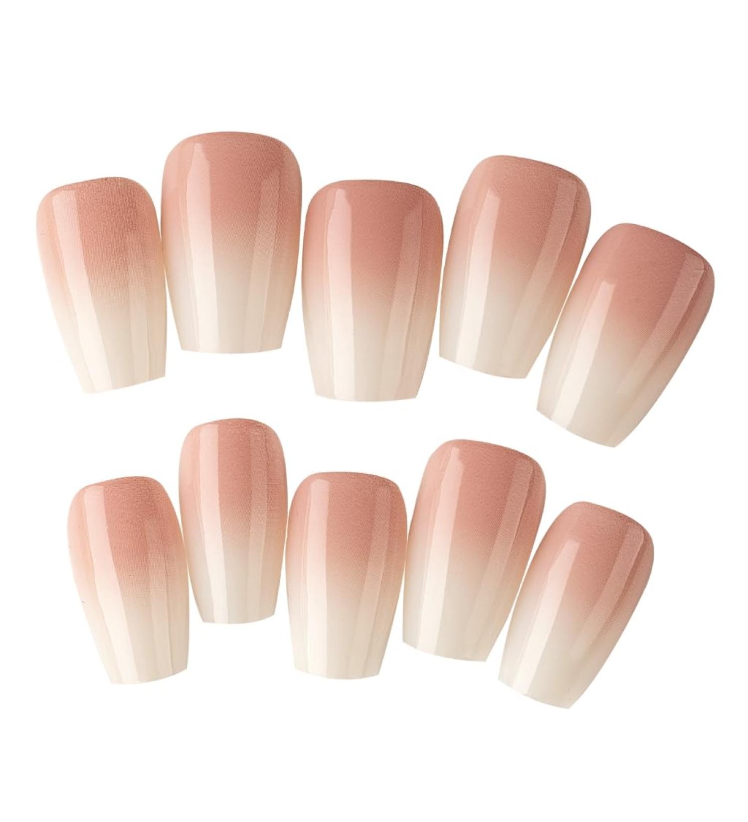 Ruarby Coffin Nail Tips Press On Nail Tips Clear False Nails Tips Full Cover Nail Tips with Positioning Line Nail Extension Tip - Buy Online on SooperMarket.com