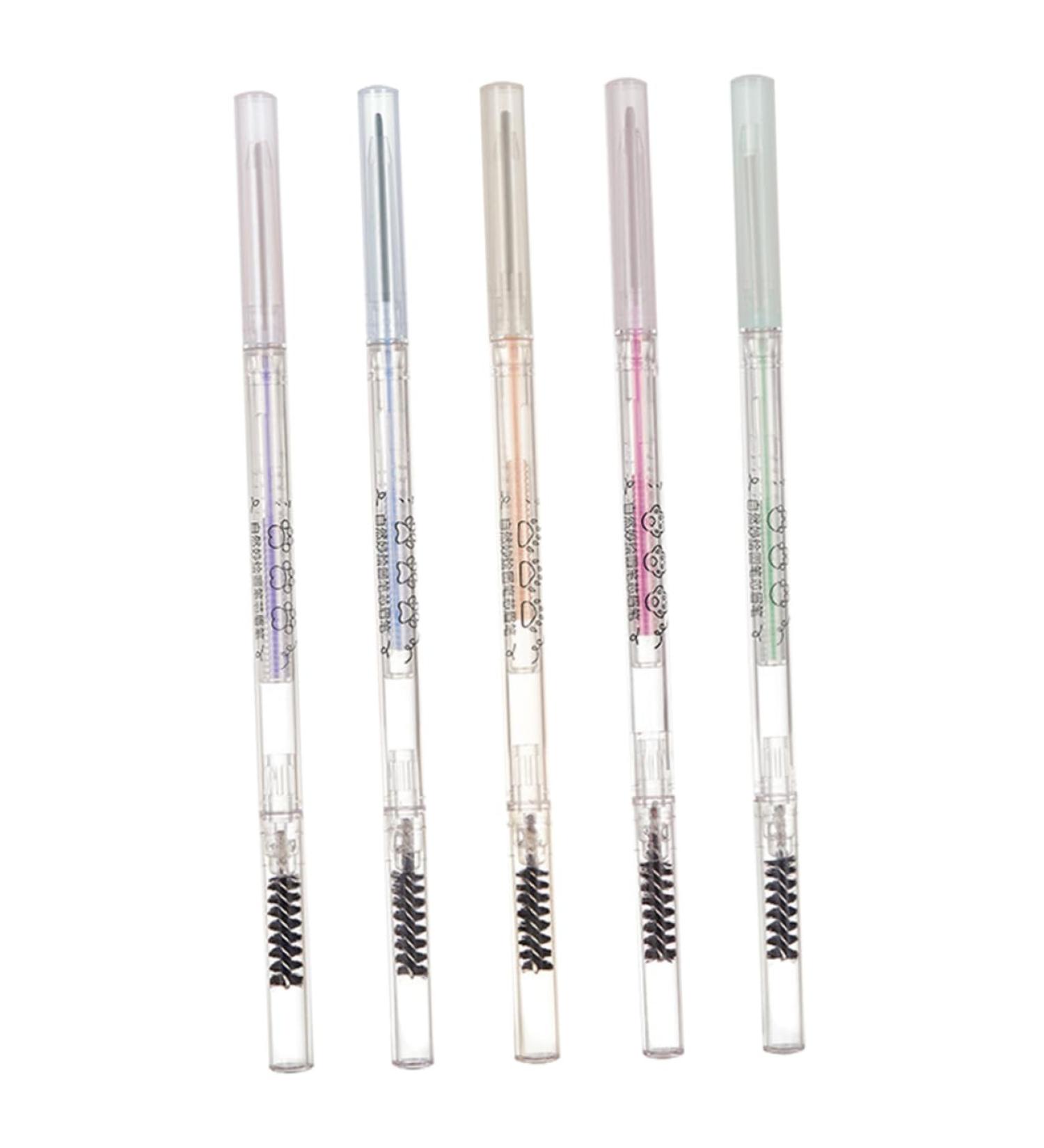 Gogogmee 5pcs Brow Pencils with Brush Brown Eyebrow Pencil Hair Double Bun Eyebrow Makeup Pencils Plastic - Buy Online on SooperMarket.com