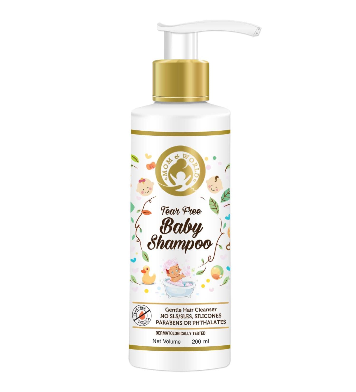 Mom & World Tear Free Baby Shampoo with Organic Moroccan Argan Oil and Oats Extract 200ml - Gentle and Nourishing Formula - Buy Online on SooperMarket.com