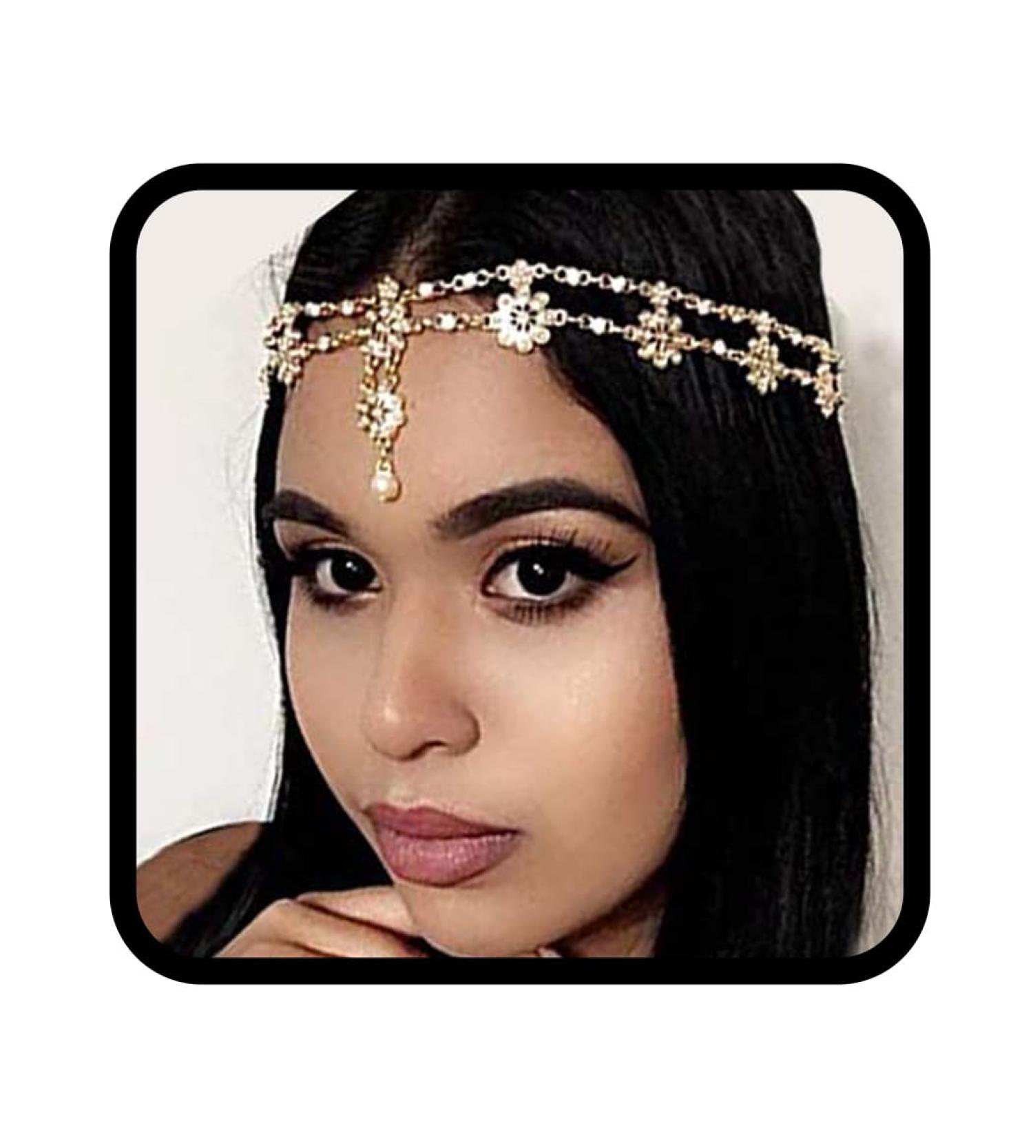 Fashband Boho Flower Head Chain | Gold Pearl Headband & Hair Accessories for Women | Unique Bohemian Style - Buy Online on SooperMarket.com