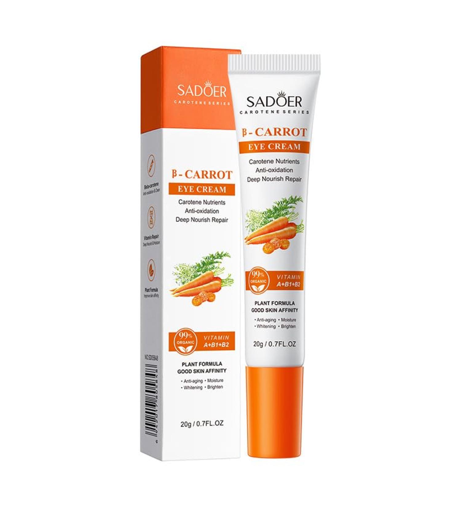 Carrot Eye Cream - Anti Dark Circles Reduces Bags & Moisturizes Dry Skin | Firming Eye Care - Buy Online on SooperMarket.com