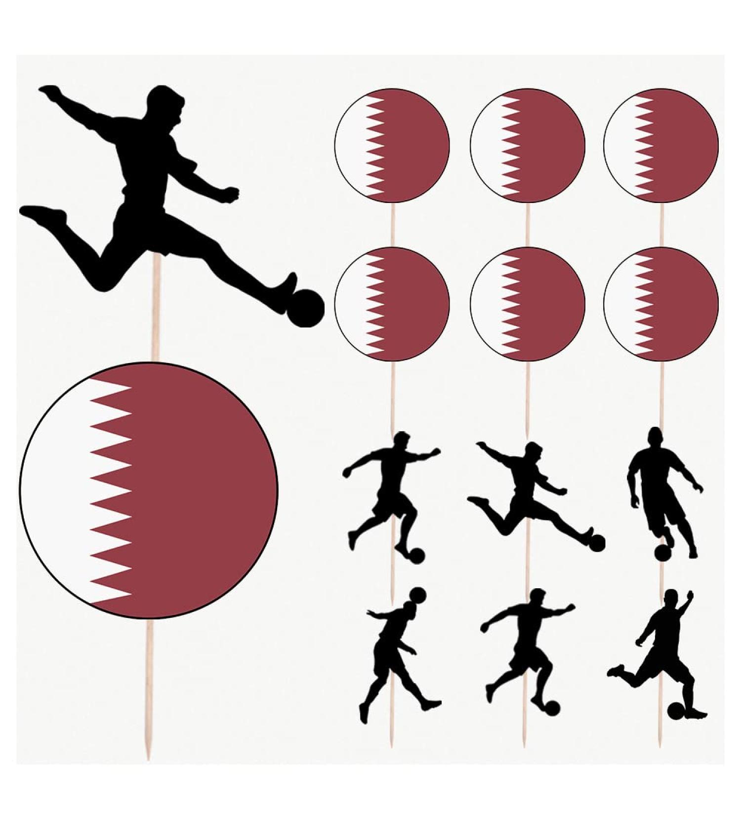Qatar Football Silhouette Flag Mix Party Food & Cupcakes Picks Decorations Toppers (pack of 14) - Buy Online on SooperMarket.com