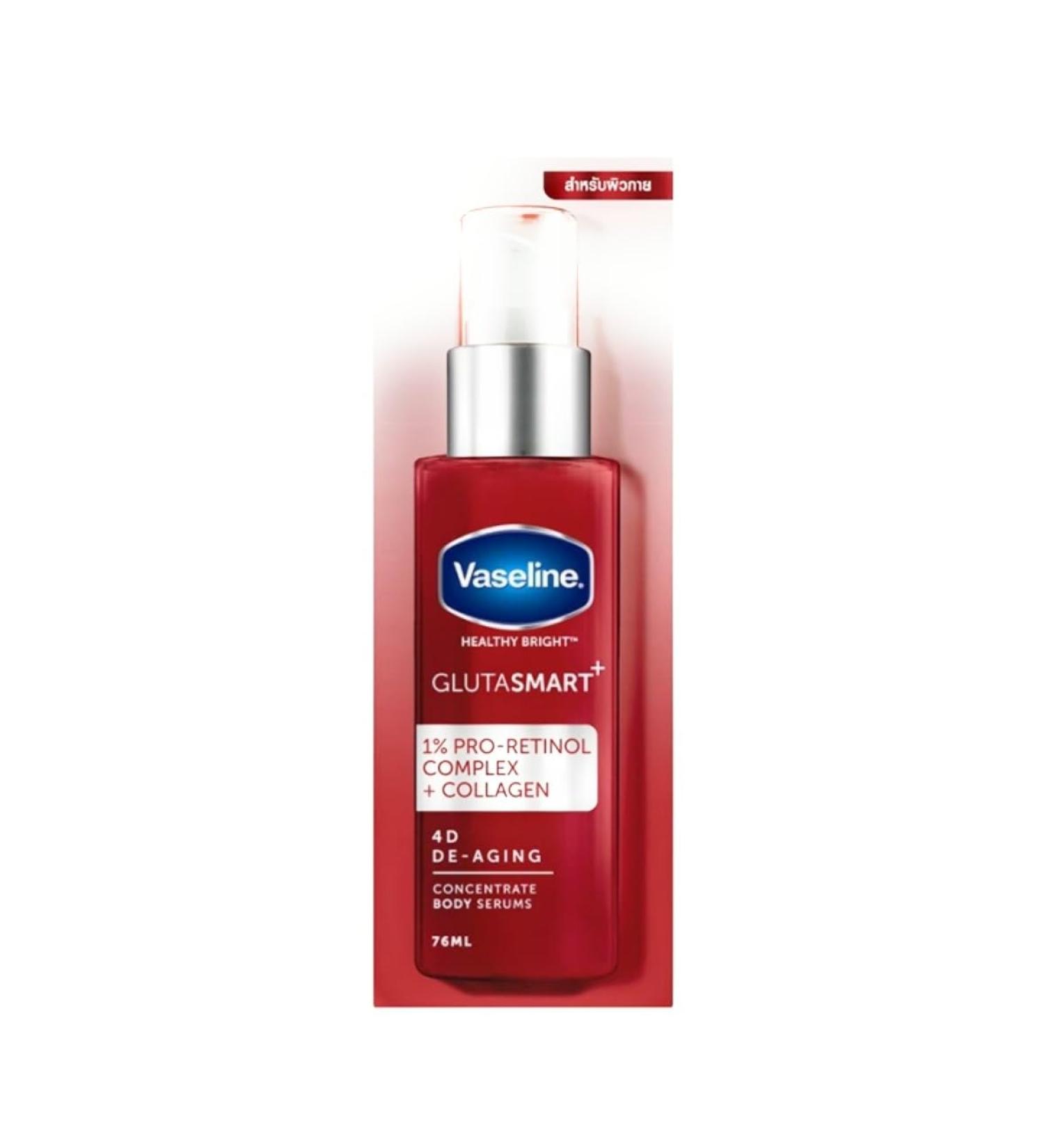 Vaseline Healthy Bright GlutaSmart 4D De-Aging Concentrate Body Serums 76 Ml. 1% Pro-Retional Complex + Collagen for Youthful Revitalised Skin from 1st use - Buy Online on SooperMarket.com