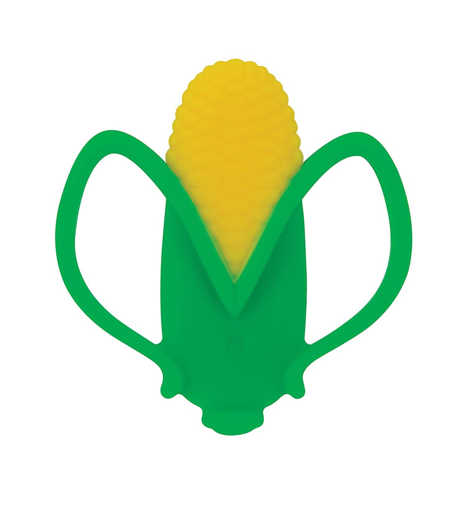 Nuby 2 Handle Silicone Fruit and Veggie Teether - 3+ Months | Corn Yellow - Buy Online on SooperMarket.com