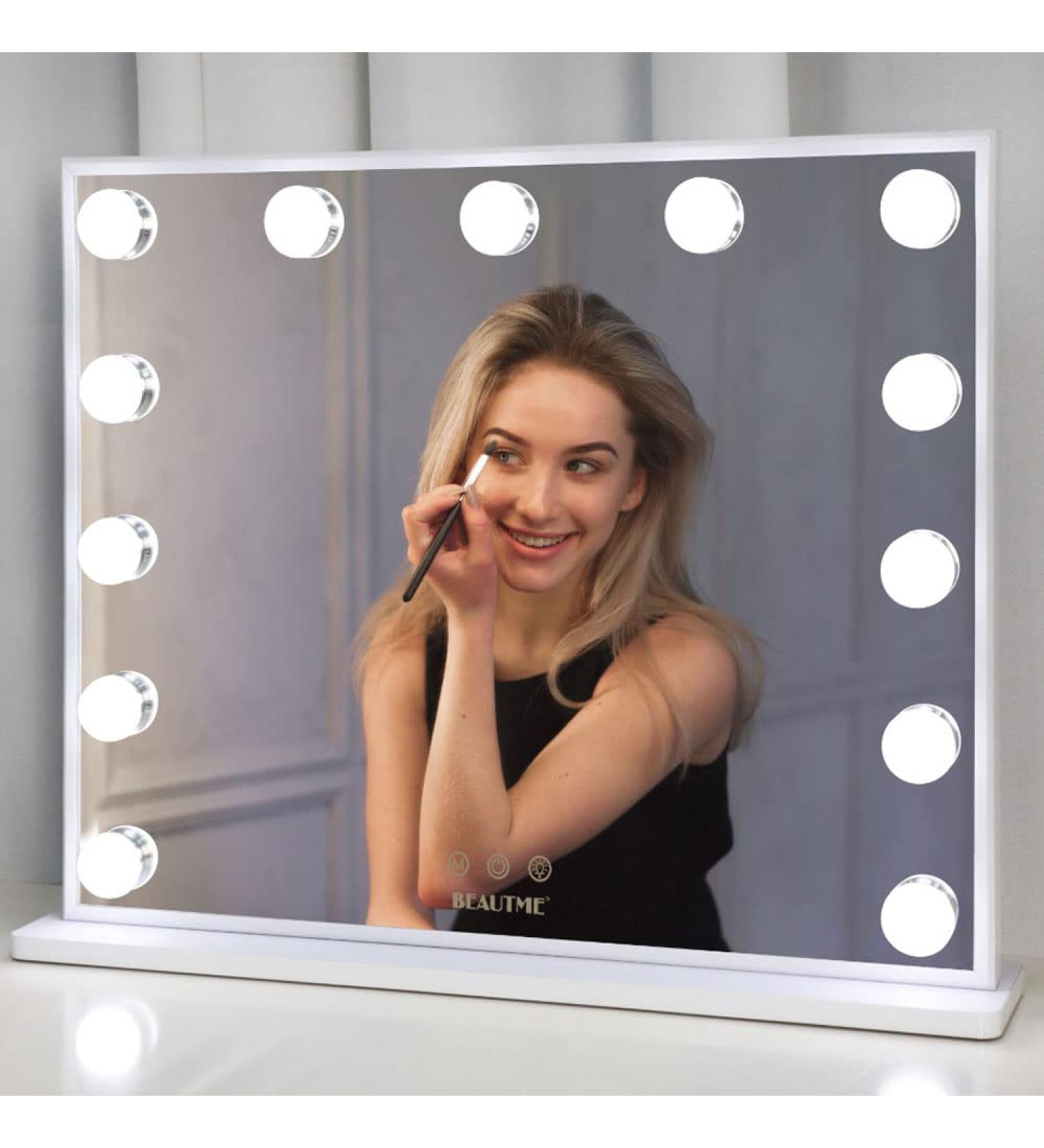 BEAUTME 20.47 x 16.22 Lighted Vanity Mirror with 3-Color Lighting & Magnification â€“ Tabletop & Wall Mounted - Buy Online on SooperMarket.com