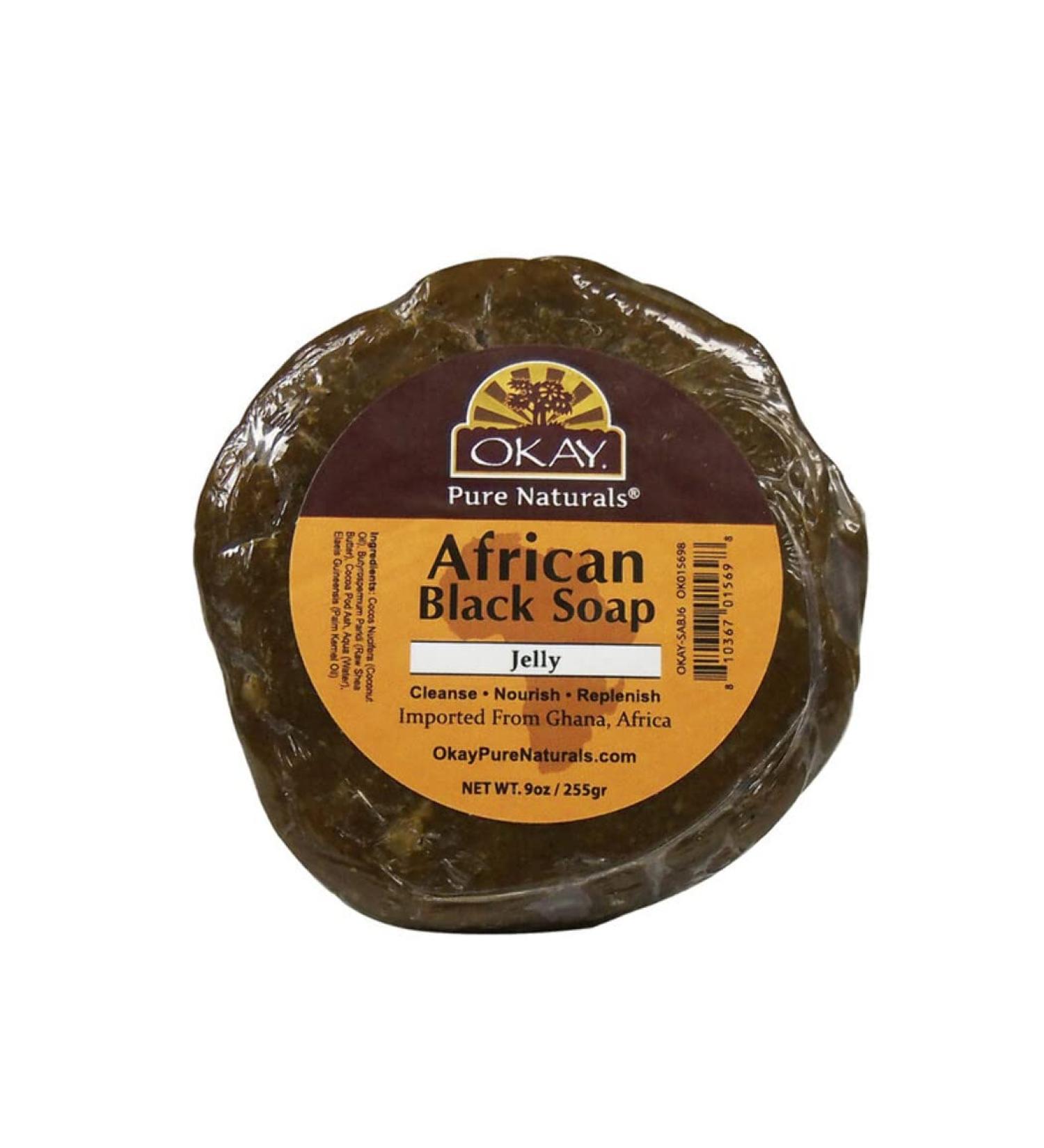 OKAY AFRICAN BLACK JELLY SOAP 9oz ghana & shea butter 9 Ounce (Pack of 1)