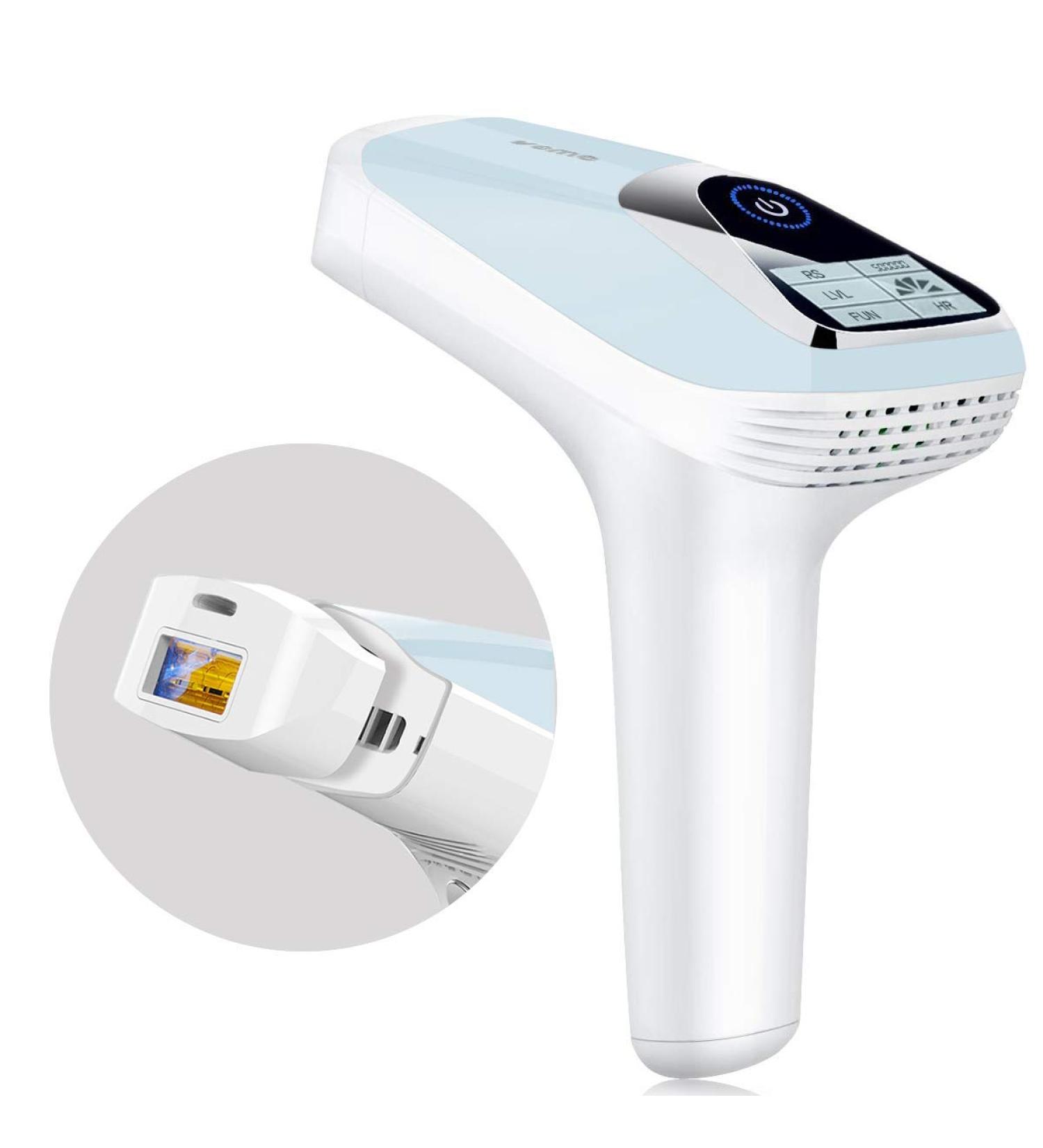 VEME IPL Hair Removal Device for Women - Permanent, Painless Hair Remover with 5 Energy Levels - 500,000 Flashes - Blue & White - Buy Online on SooperMarket.com