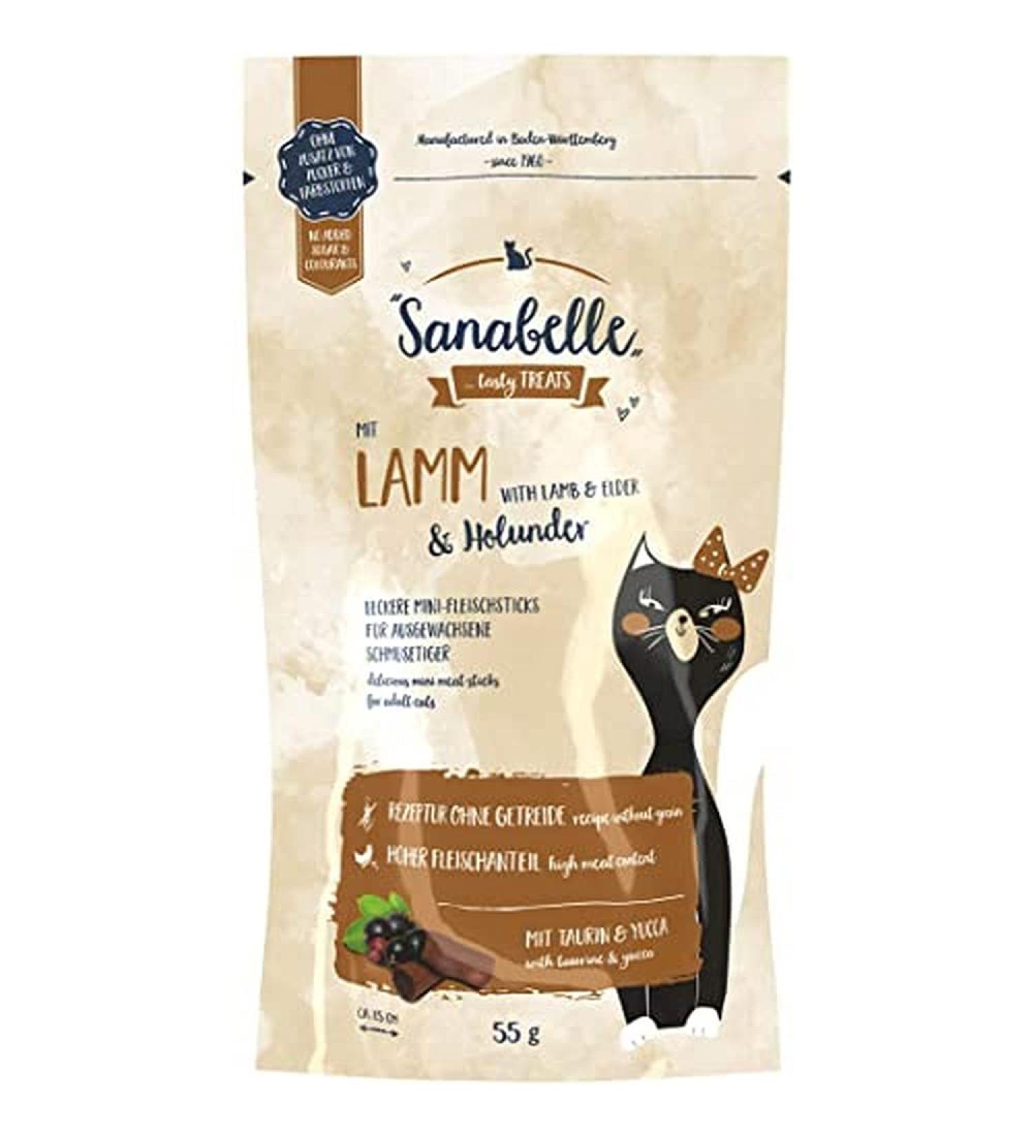 Sanabelle Snack Lamb & Elderberry - Mini Meat Sticks for Adult Cats | 20 x 55g Packs - Premium Cat Treats - Buy Online on SooperMarket.com
