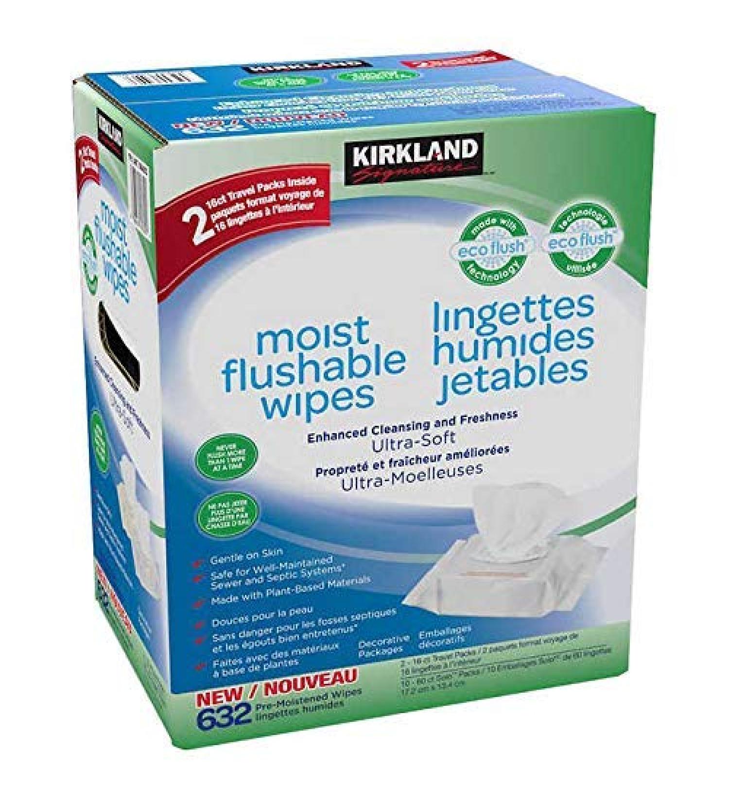 Kirkland Signature Flushable Wipes 632 Count Pack - Moist White Wipes - Eco-Friendly and Biodegradable - Buy Online on SooperMarket.com