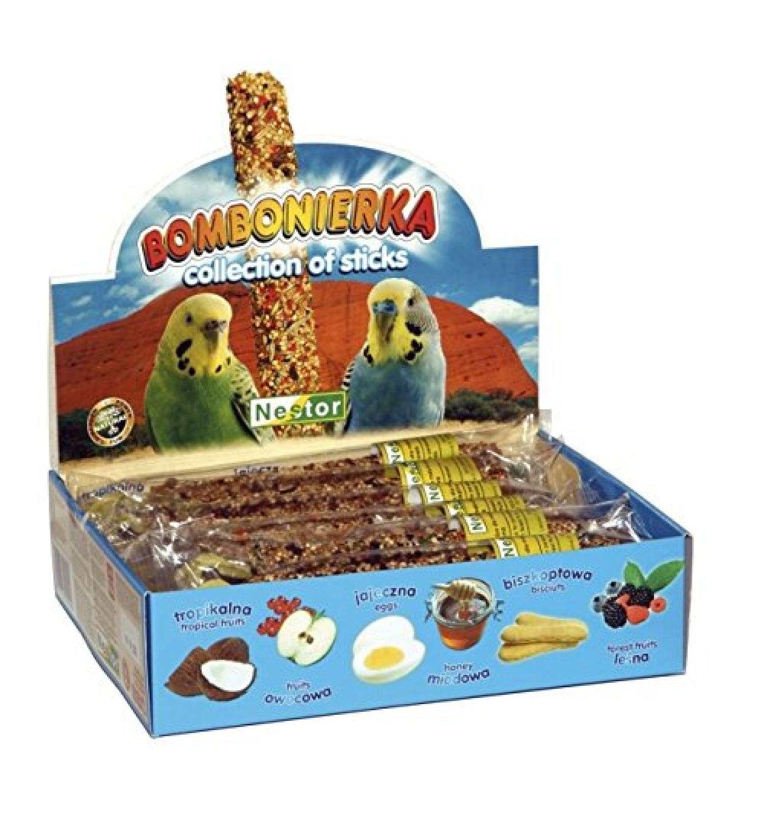 NESTOR Budgie Bird Food Treats - 12 Nibble Sticks with Honey Egg & Forest Fruit | International Shipping - Buy Online on SooperMarket.com