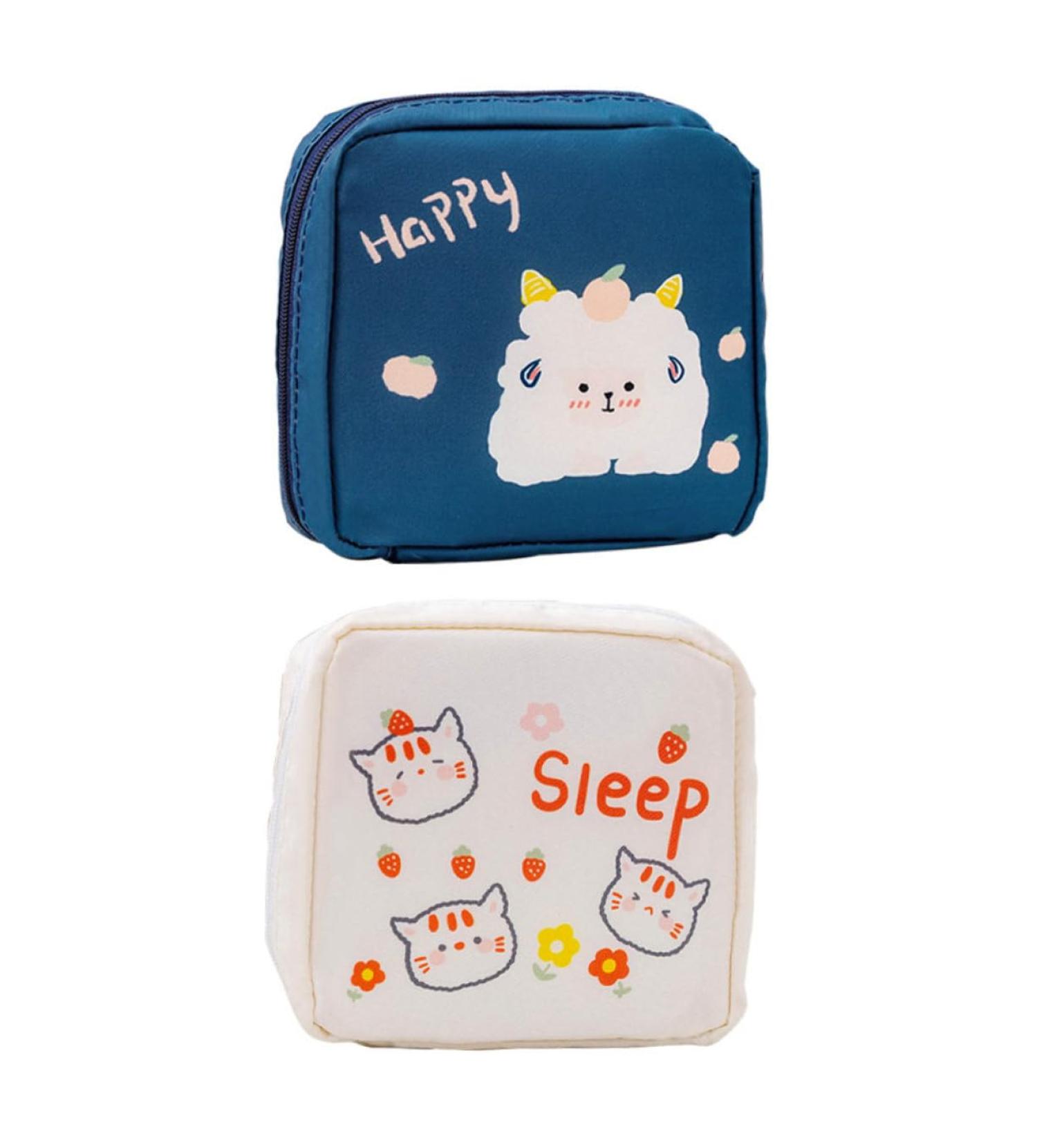 2pcs Napkin Storage Bag Zippered Wallets for Women | Mini Wallet & Makeup Bag Set | Large-capacity Menstrual Pad Pouch Coin | Ladies Wallets & Coin Purse - Buy Online on SooperMarket.com