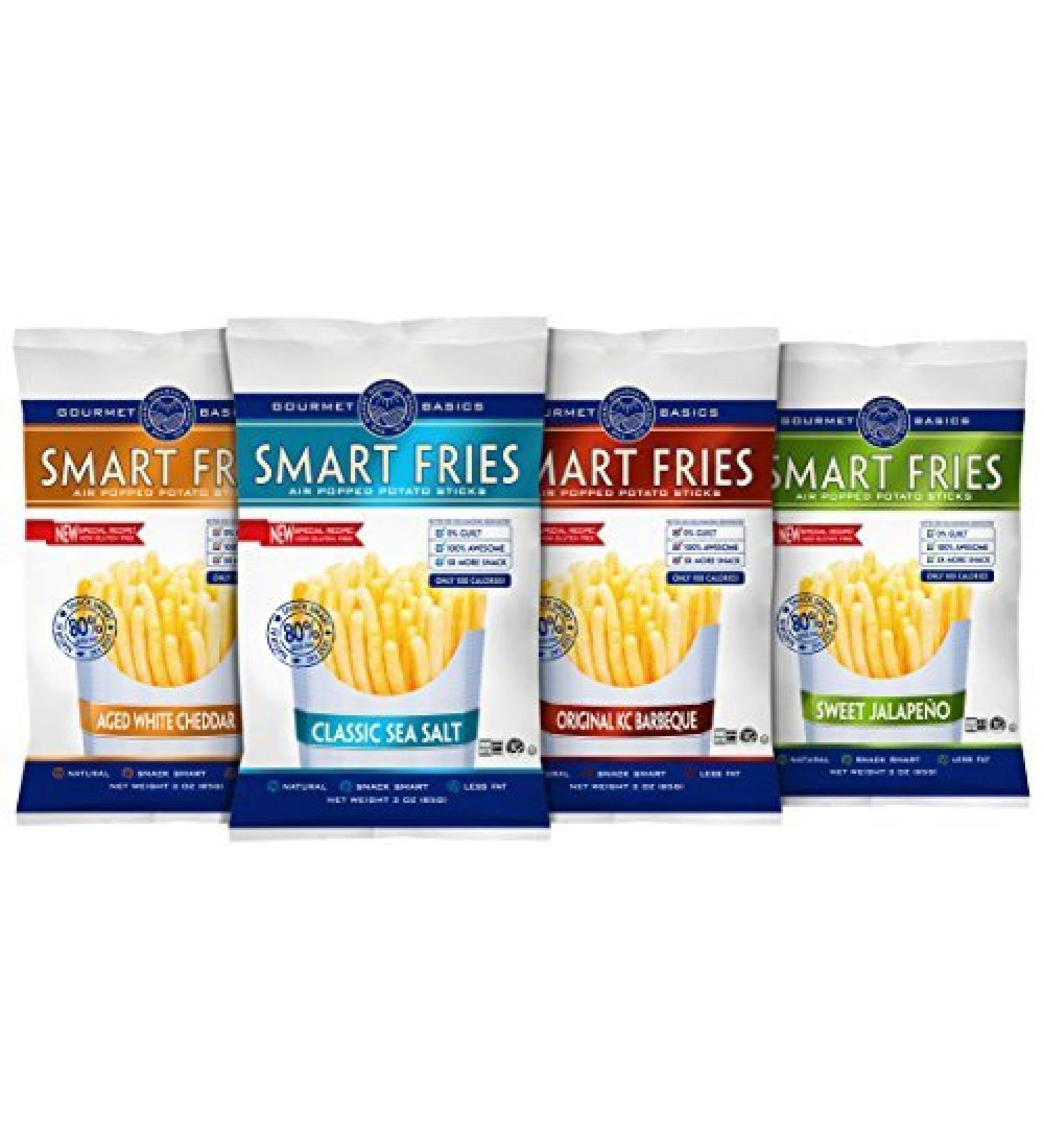 Buy Gourmet Basics Smart Fries - Low Calorie Non-GMO Gluten Free Potato Chips Variety Pack (24 x 1oz) - White Cheddar Sea Salt Jalapeno BBQ - International Shipping Available - Buy Online on SooperMarket.com