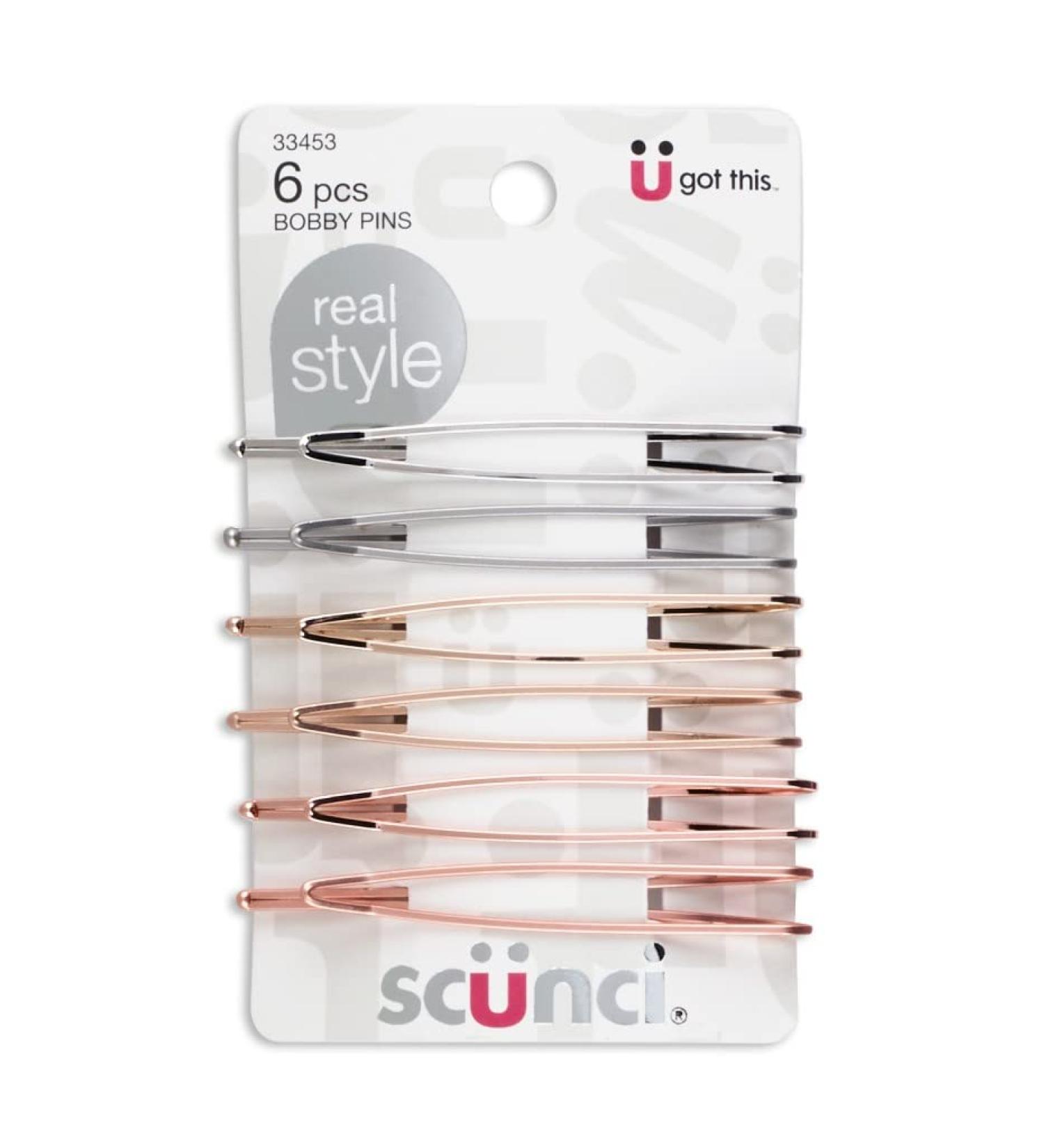 Scunci Bobby Pins Set - Silver, Gold, Bronze Colors - 12 Pcs (2 Packs) - Buy Online on SooperMarket.com