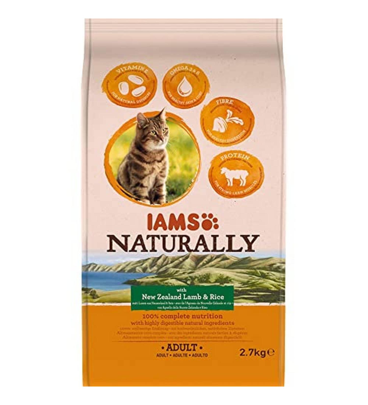 IAMS Naturally Complete Dry Cat Food for Adult 1+ Cats with Lamb and Rice 2.7 kg 2.7 kg (Pack of 1) New Zealand Lamb & Rice - Buy Online on SooperMarket.com