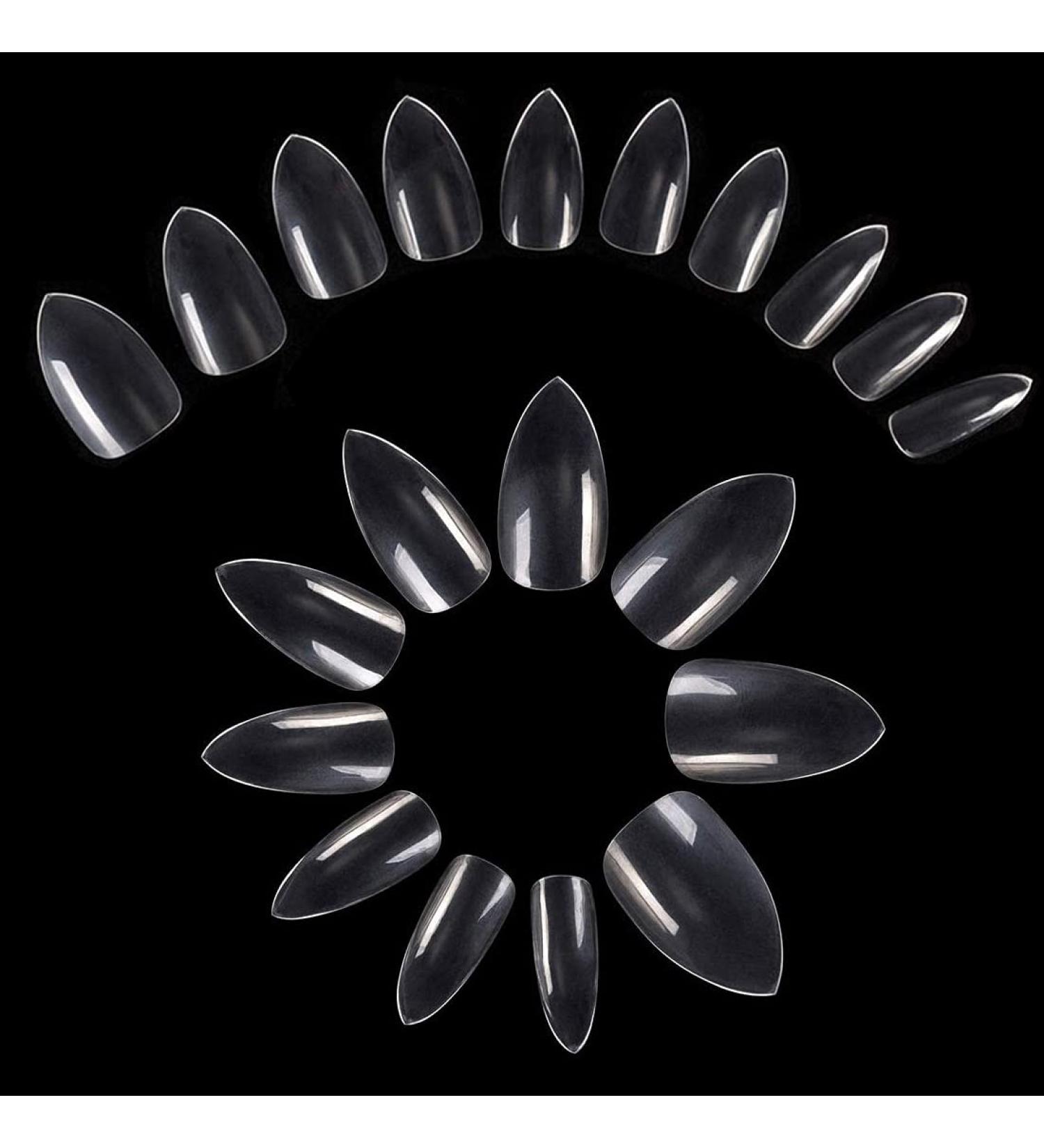 600PCS Transparent Stiletto False Nails - Short Artificial Acrylic Nail Set for DIY Nail Art - Buy Online on SooperMarket.com