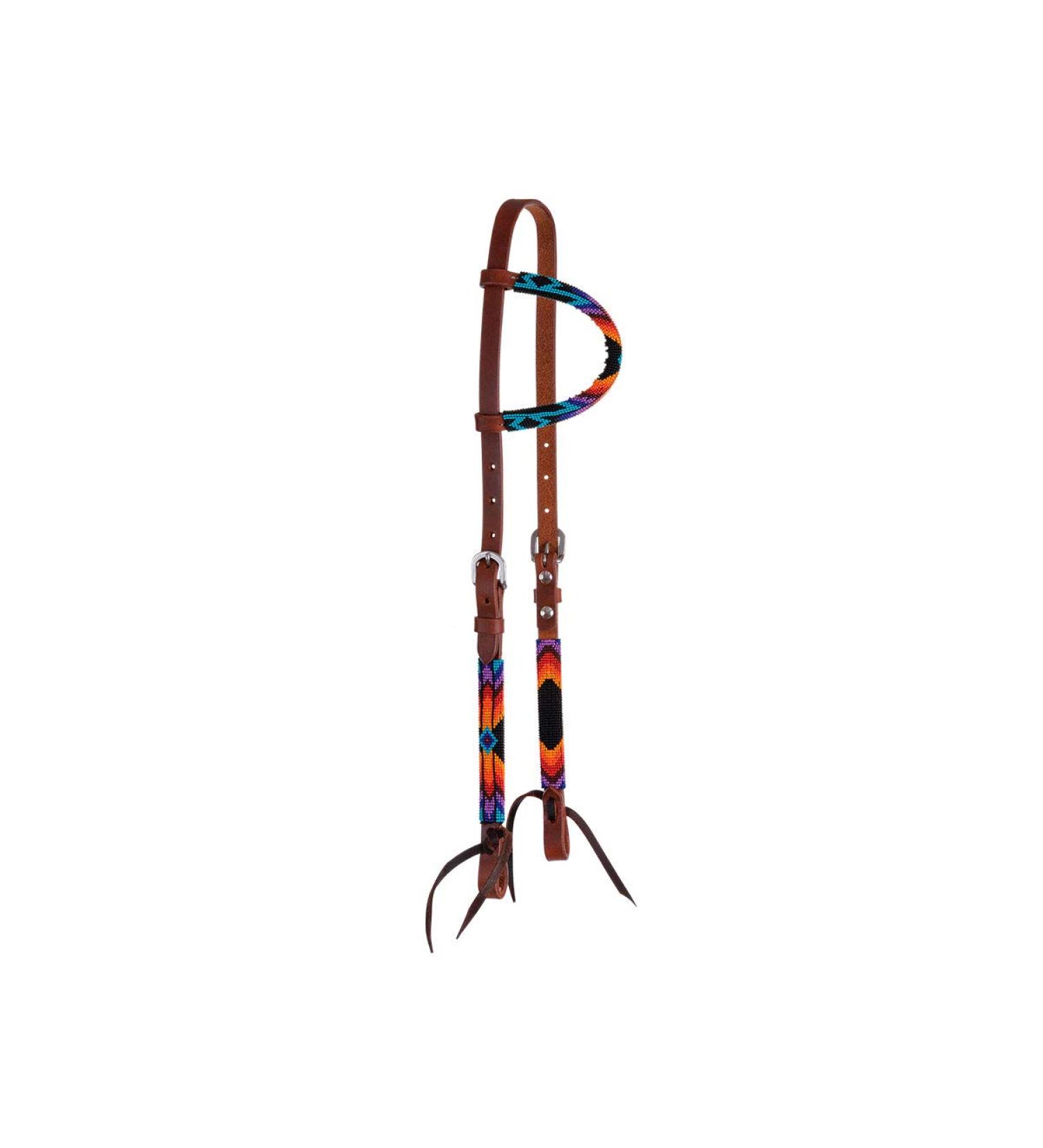 CIRCLE Y Infinity Wrap Beaded One Ear Headstall - Horse Size Sunset