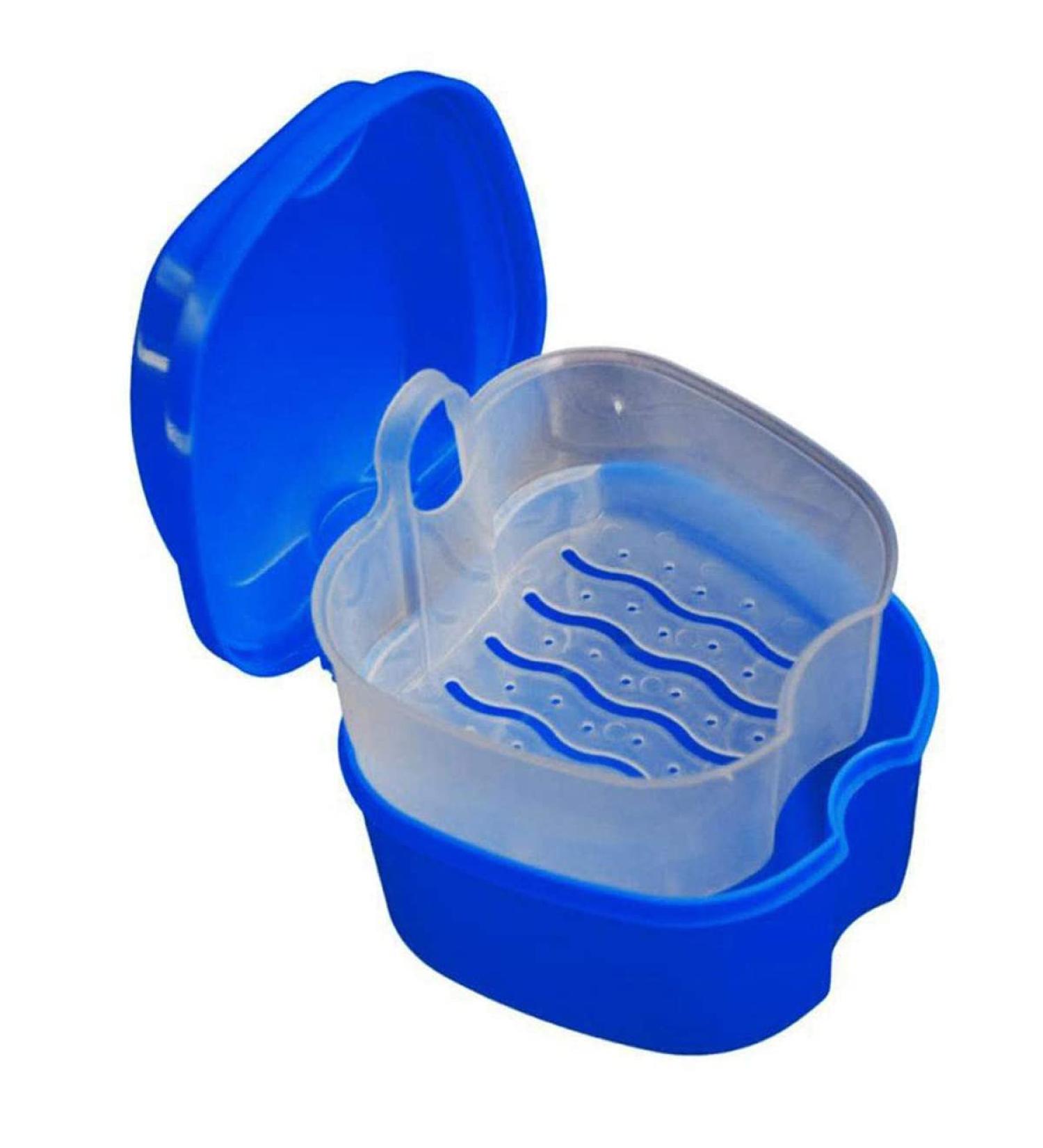 Retainer Case Portable Denture Box Easy-Clean Orthodontic Case Dental Braces Storage for Invisible Aligner False Teeth Container Mouth Guard Case Retainer Cleaner Holder (Dark Blue) - Buy Online on SooperMarket.com