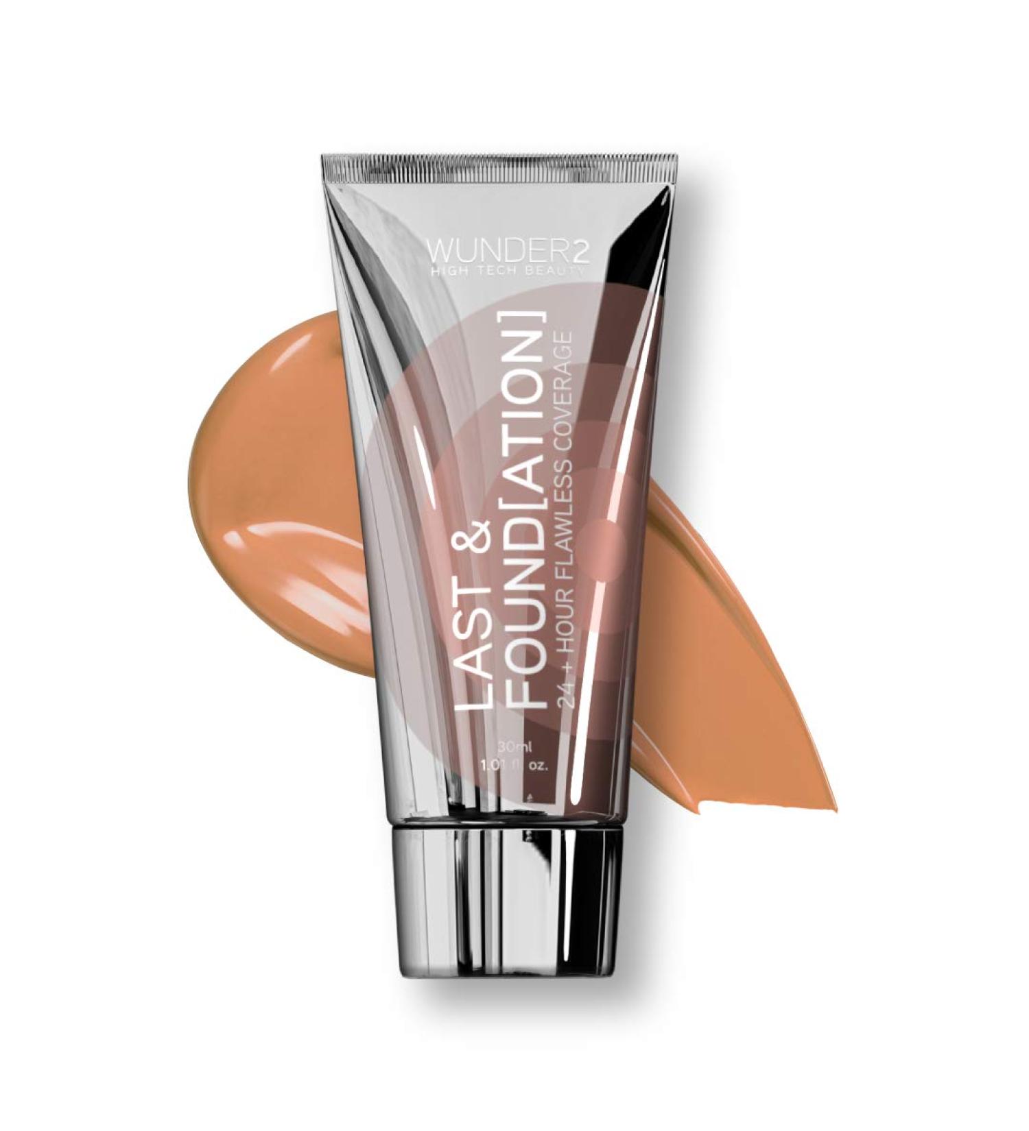 Wunder2 Last Foundation Makeup 24+ Hour Liquid Full Coverage Waterproof with Hyaluronic Acid - Caramel Color - Buy Online on SooperMarket.com
