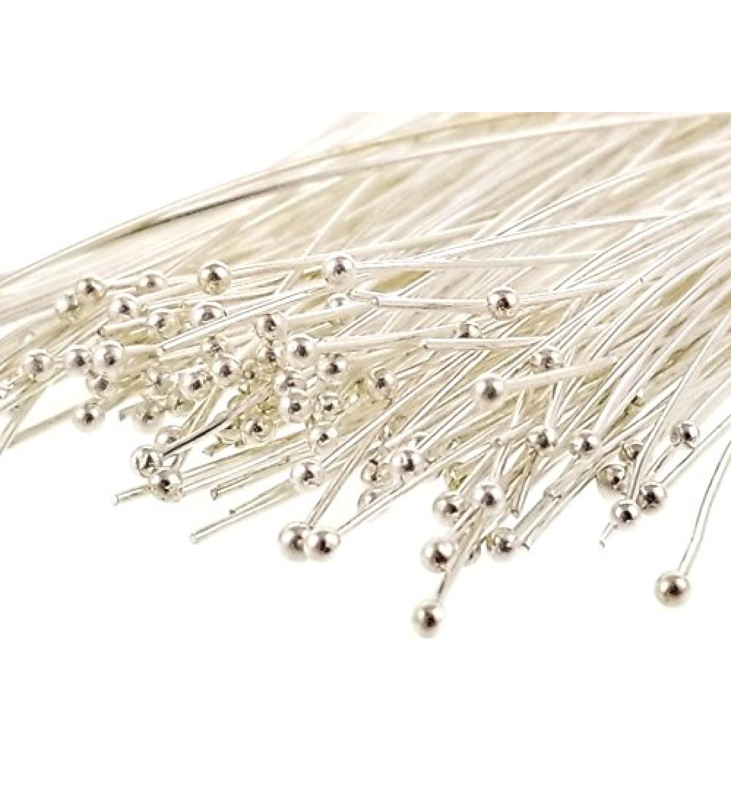 Silver Plated Quality Brass Ball Head Pins for Jewelry Making  Earrings - Hypoallergenic (50mm x 22 Gauge) 2 Inch 50mm (22 Gauge) Silver