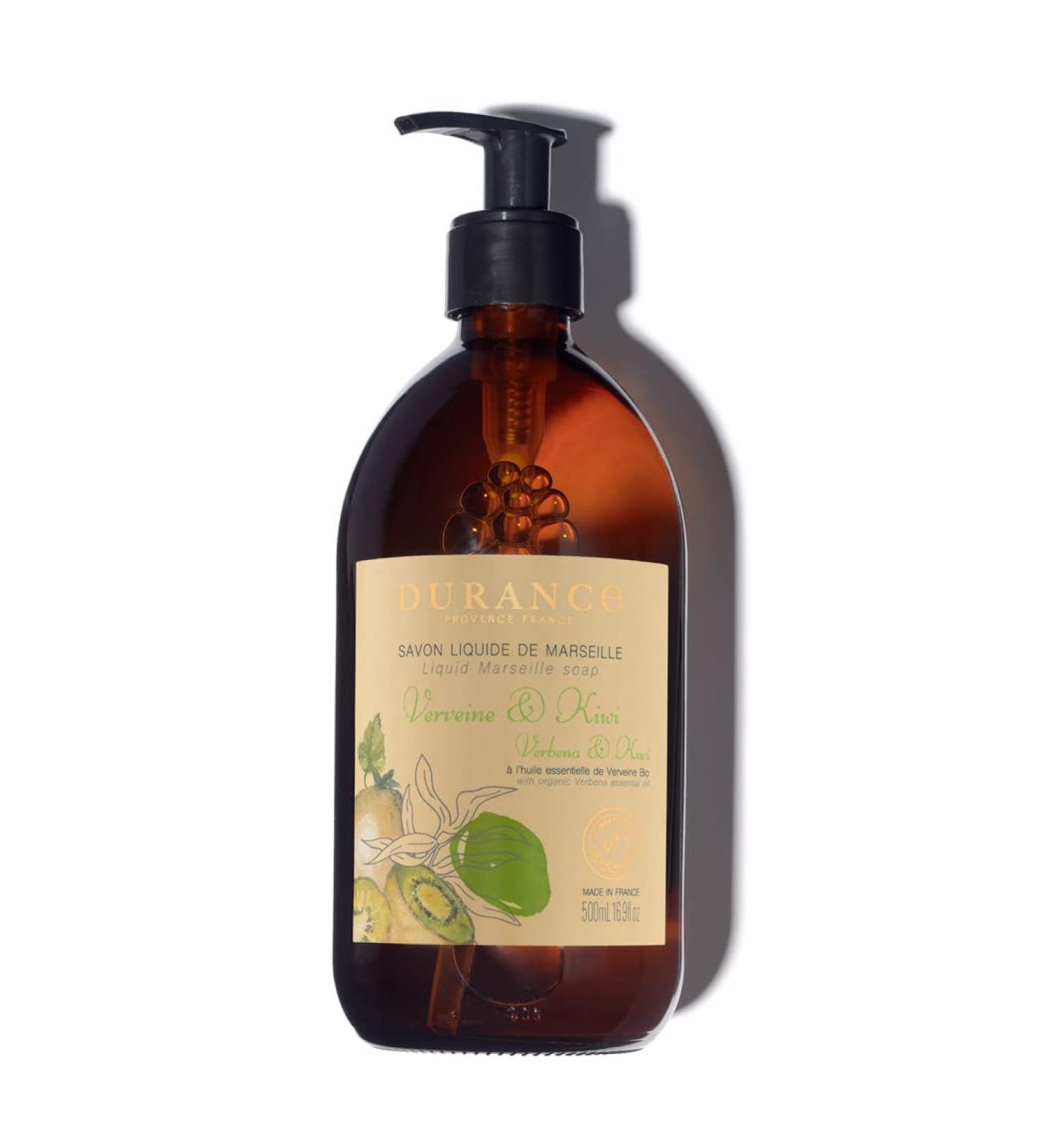 Durance Verbena & Kiwi Marseille Liquid Soap 500ml Paraben-Free Hand & Body Wash With Olive Oil & Red Rice Extract Vegan Friendly Shower Gel - Buy Online on SooperMarket.com