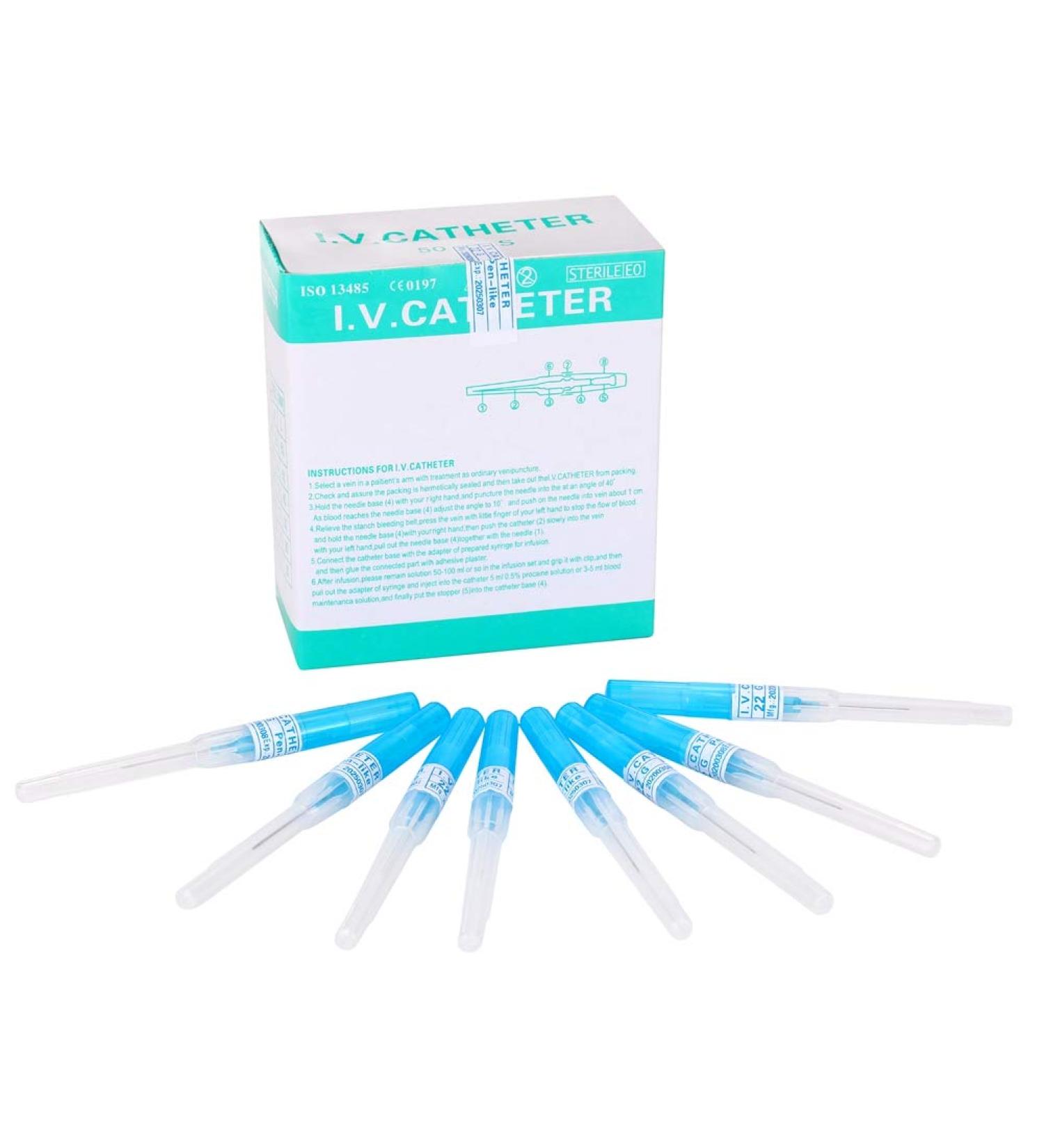 Piercing Needles Box of 50pcs 22G IV Catheter Kit - Ear Nose Supply - Buy Online on SooperMarket.com