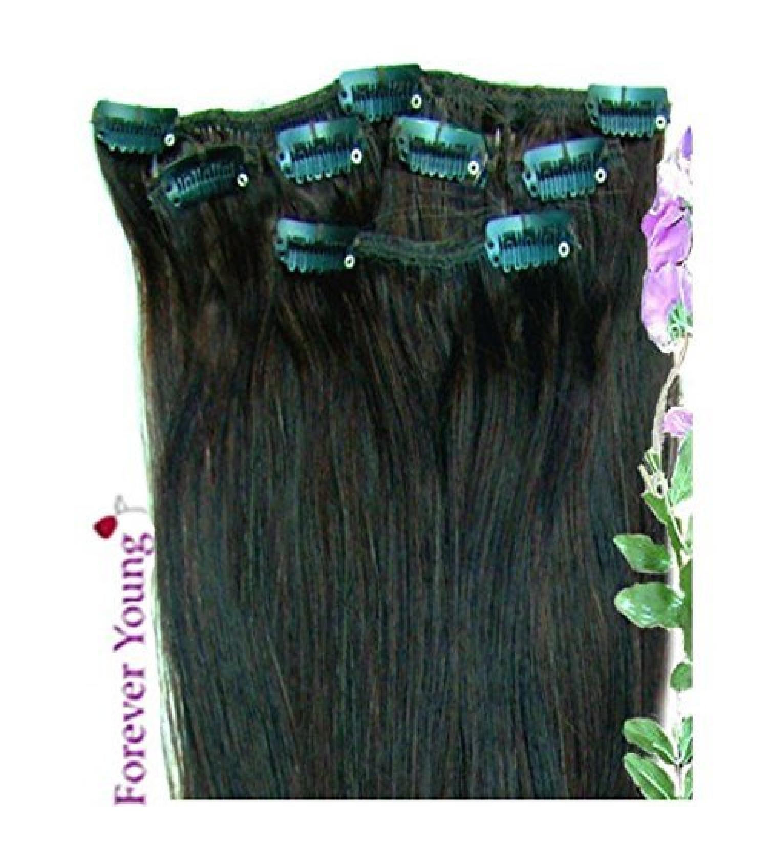 Dark Brown Half Head Remy Clip In Hair Extensions 18" Length