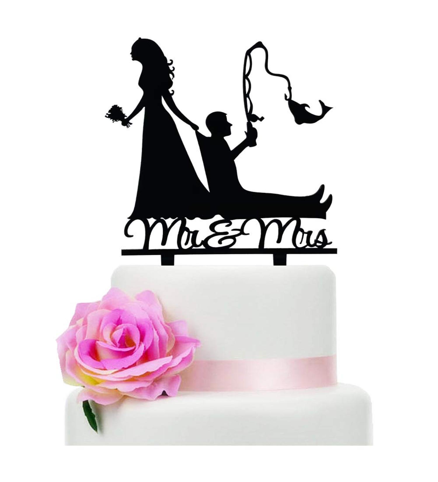 TzTwodcaz Fishing Wedding Cake Topper Funny Mr&Mrs Cake Topper Gift for a Wedding/Bridal Shower/Anniversary Party (Fishing) - Buy Online on SooperMarket.com