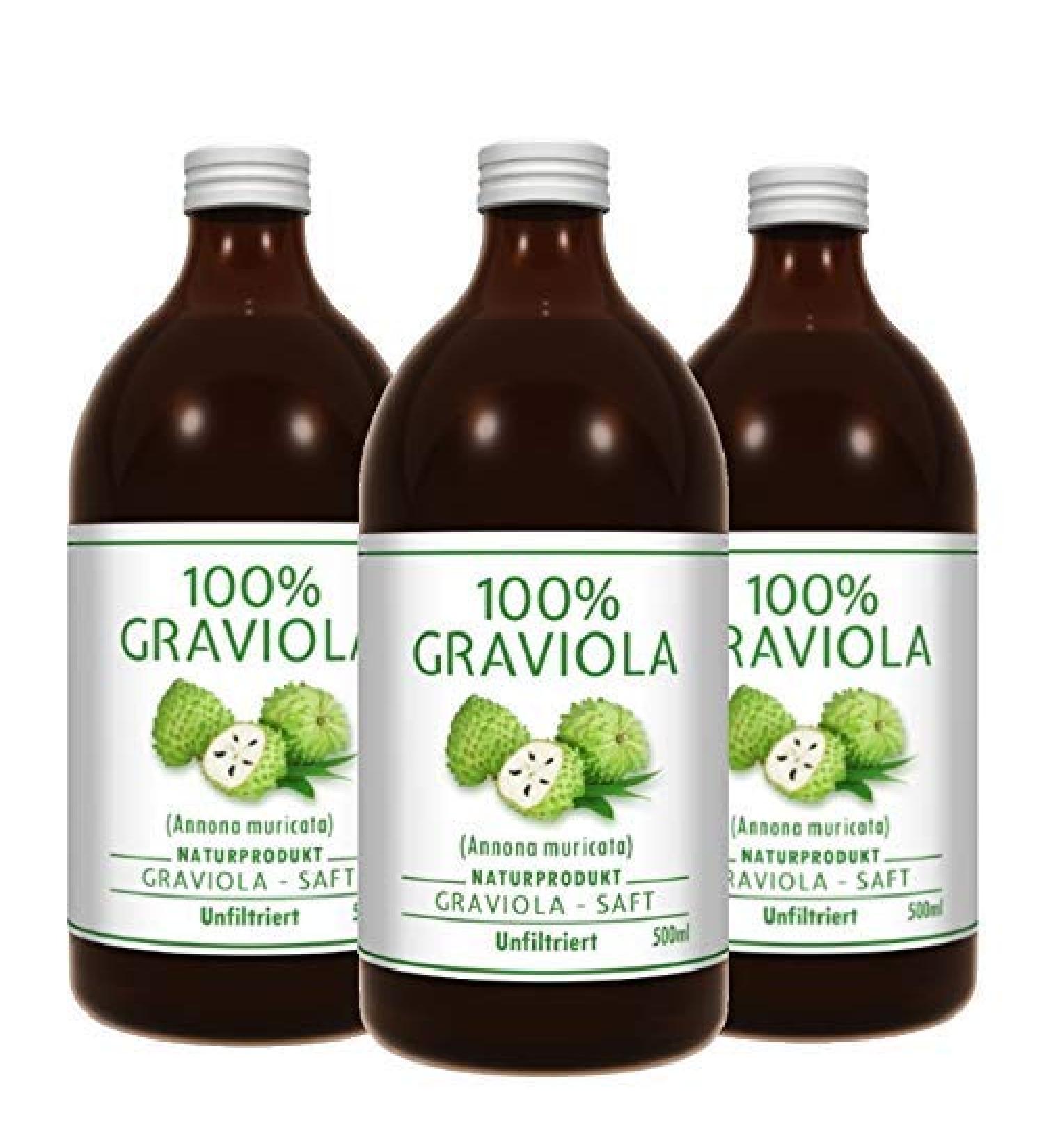 3 x 100% Soursop Juice - Unfiltered & Vegan 3 x 500ml. Made of 100% Soursop-Pulp. Guanabana. Corossol. Graviola. - Buy Online on SooperMarket.com