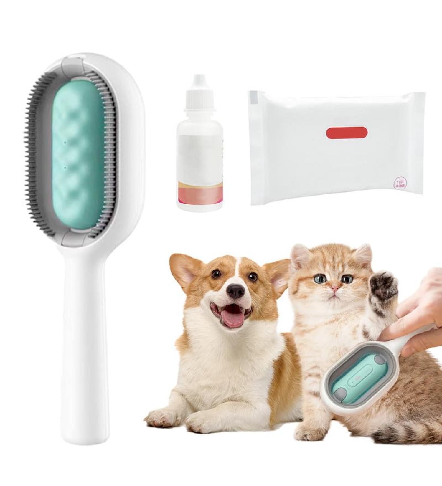Essenzual Cat & Dog Hair Removal Brush with Water Tank - Includes 10 Dry Towels for Long-Haired Pets - Buy Online on SooperMarket.com