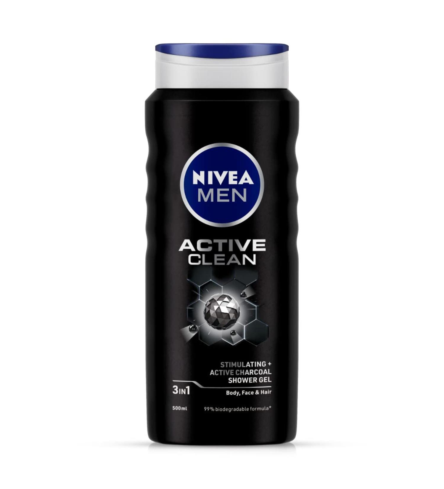 NIVEA MEN Active Clean Shower Gel 500ml - Hair, Face & Body Wash - Buy Online on SooperMarket.com