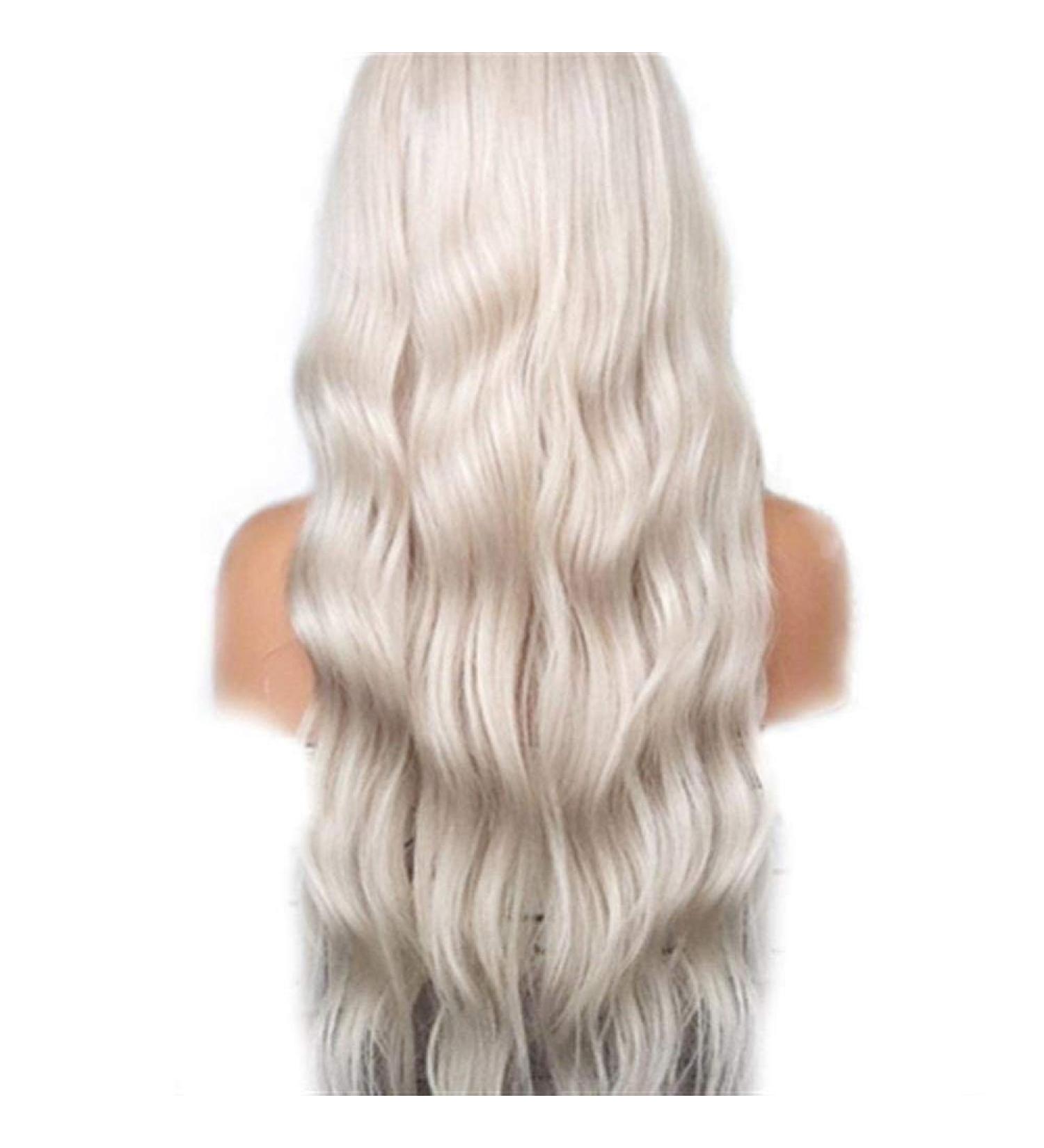 BGHJUE Platinum Blonde Wig 26 - Synthetic Lace Front Wig with Baby Hair | Glueless Heat Resistant Wigs for Women - Buy Online on SooperMarket.com