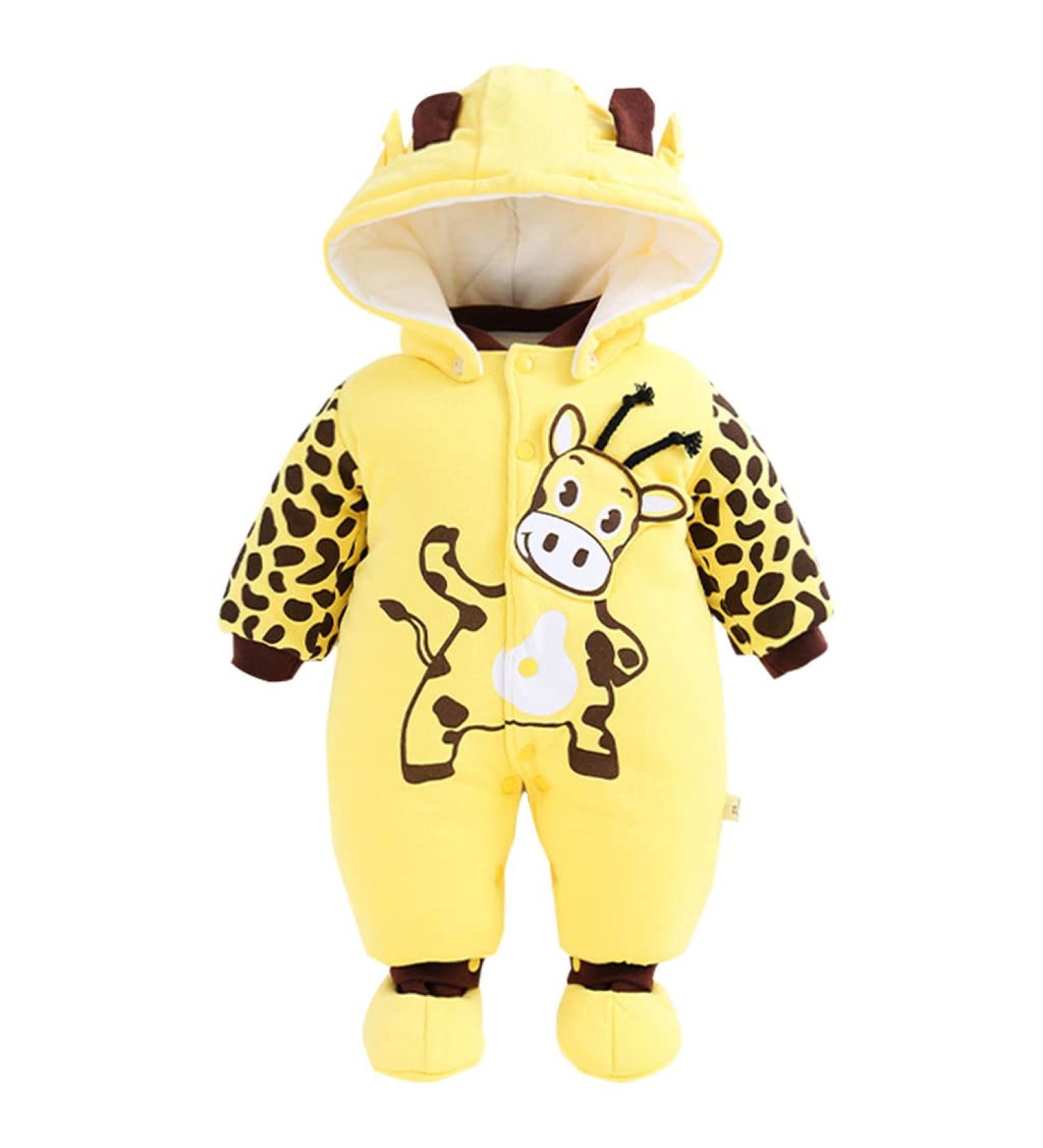 Baby Rompers with Footies Hat - Cotton Jumpsuit Winter Outfits for Infant Boys and Girls - Size 9-12 Months - Buy Online on SooperMarket.com