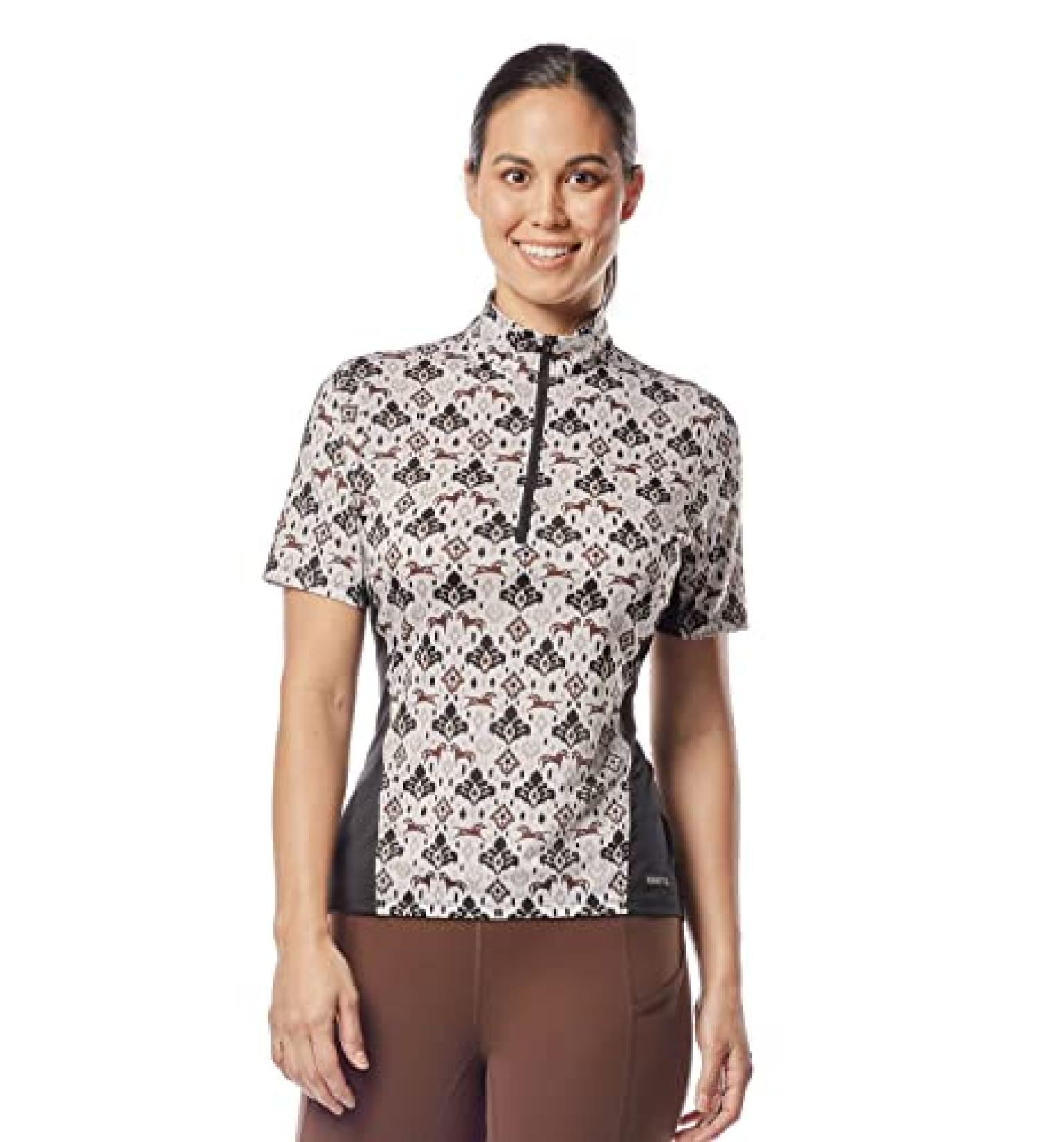 Kerrits Always Cool Ice Fil Short Sleeve Shirt - Tan Painted Horse/Black Large - Buy Online on SooperMarket.com