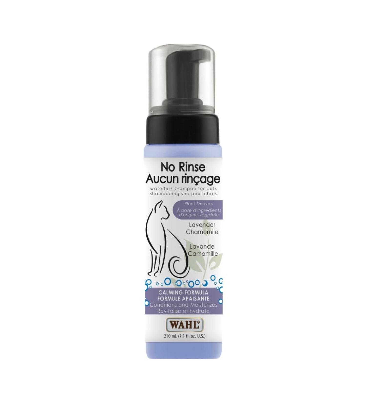 Wahl Canada No Rinse Shampoo for Cats Calming Formula Shampoo in Lavender Chamomile Freshens and Conditions the Coat Waterless Shampoo Foam Dispenser 210ml model 58300