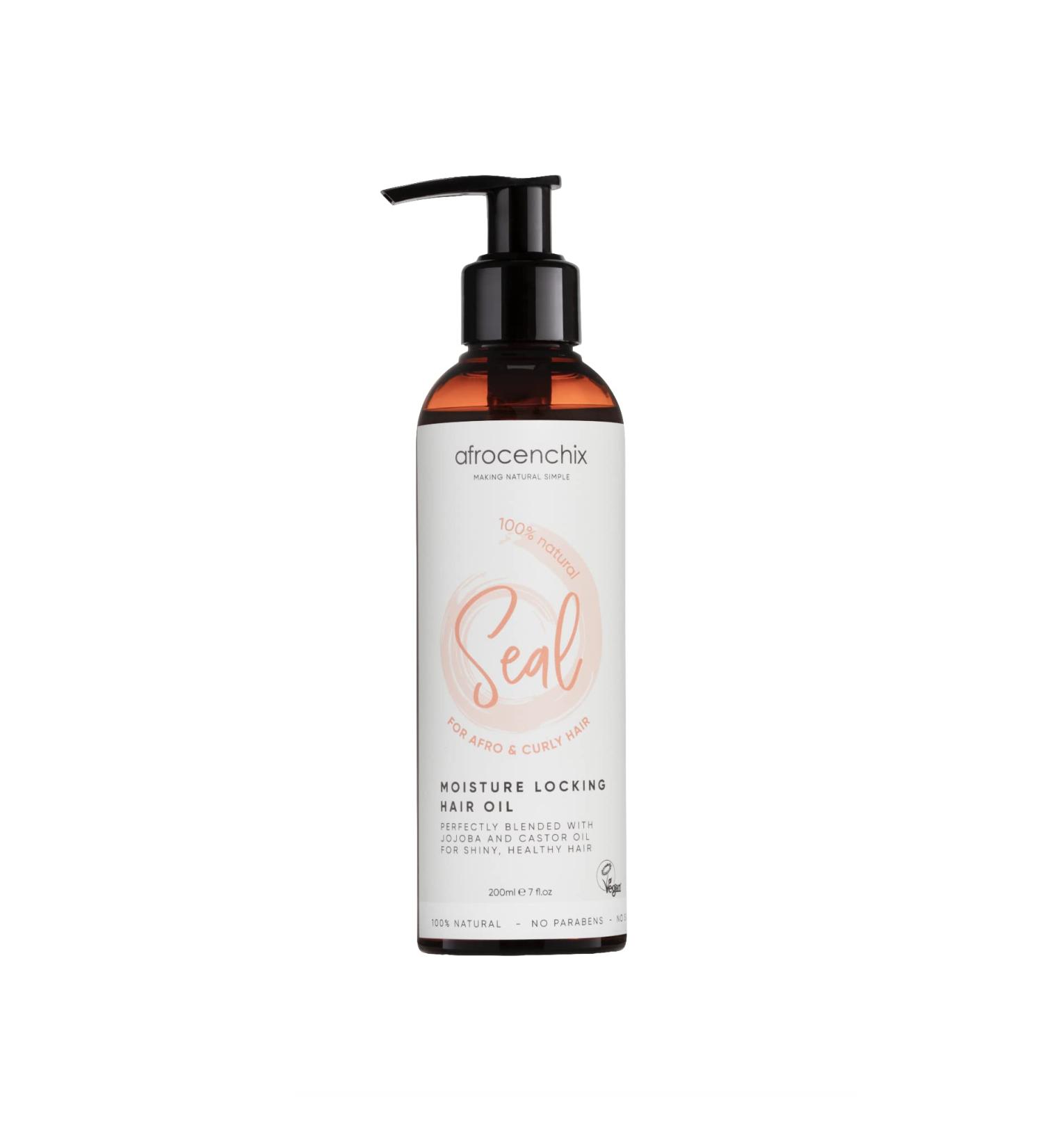 Afrocenchix Seal - Scalp Oil for Afro and Curly Hair- Blended With Jojoba and Castor Oil for hair growth Moisture locking Hair Oils 200ml - Buy Online on SooperMarket.com