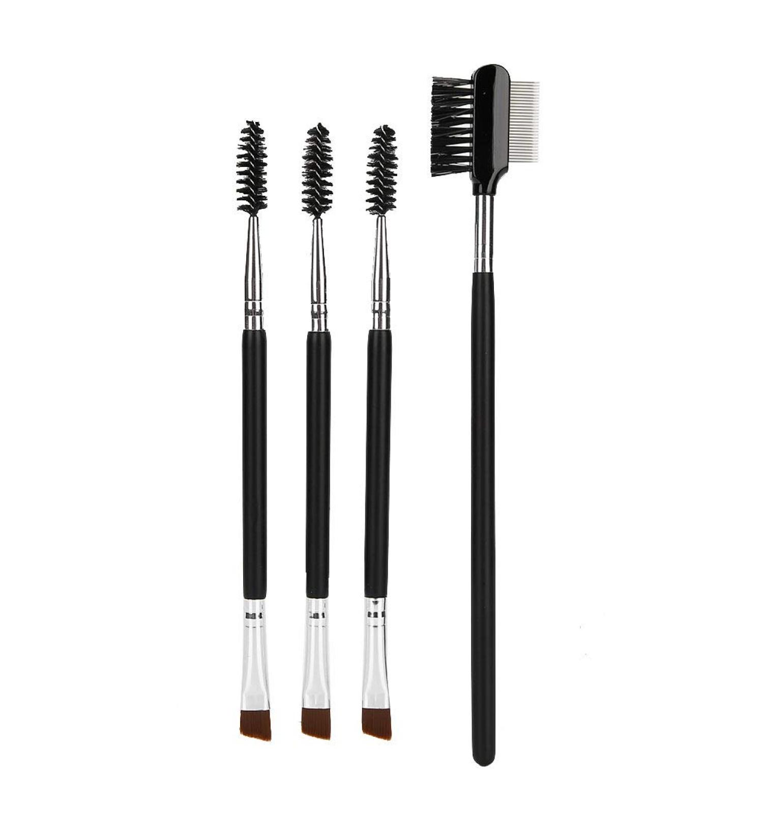 4pcs Professional Eyebrow Eyelash Brush Comb Set - Soft Hair Double Head Makeup Tool for Perfect Brows & Lashes | International Shipping - Buy Online on SooperMarket.com