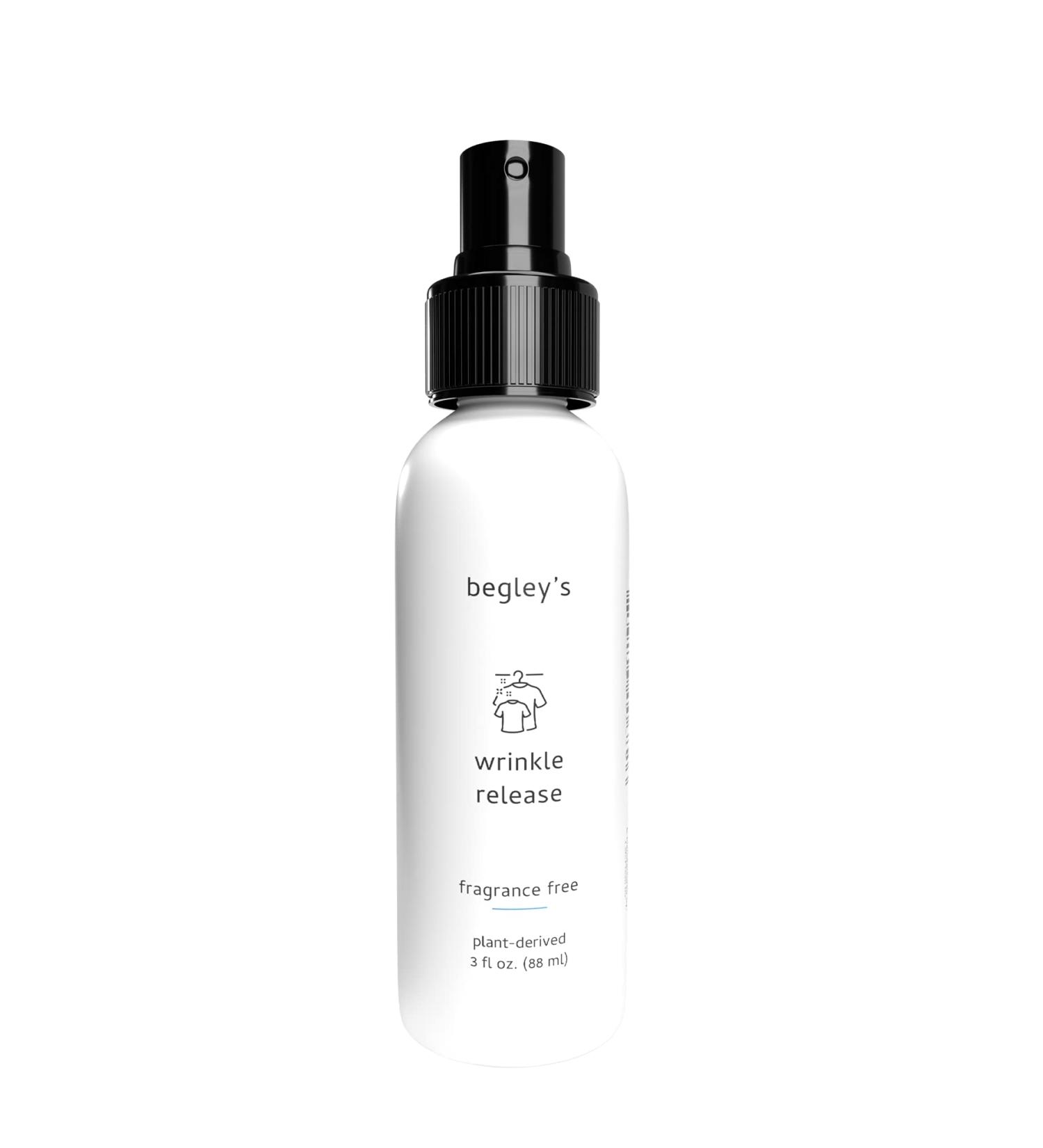 Begley's No-Iron Wrinkle Remover 3 oz Travel Size - USDA Certified Biobased Fabric Freshener & Static Cling Remover - Fragrance-Free - Buy Online on SooperMarket.com