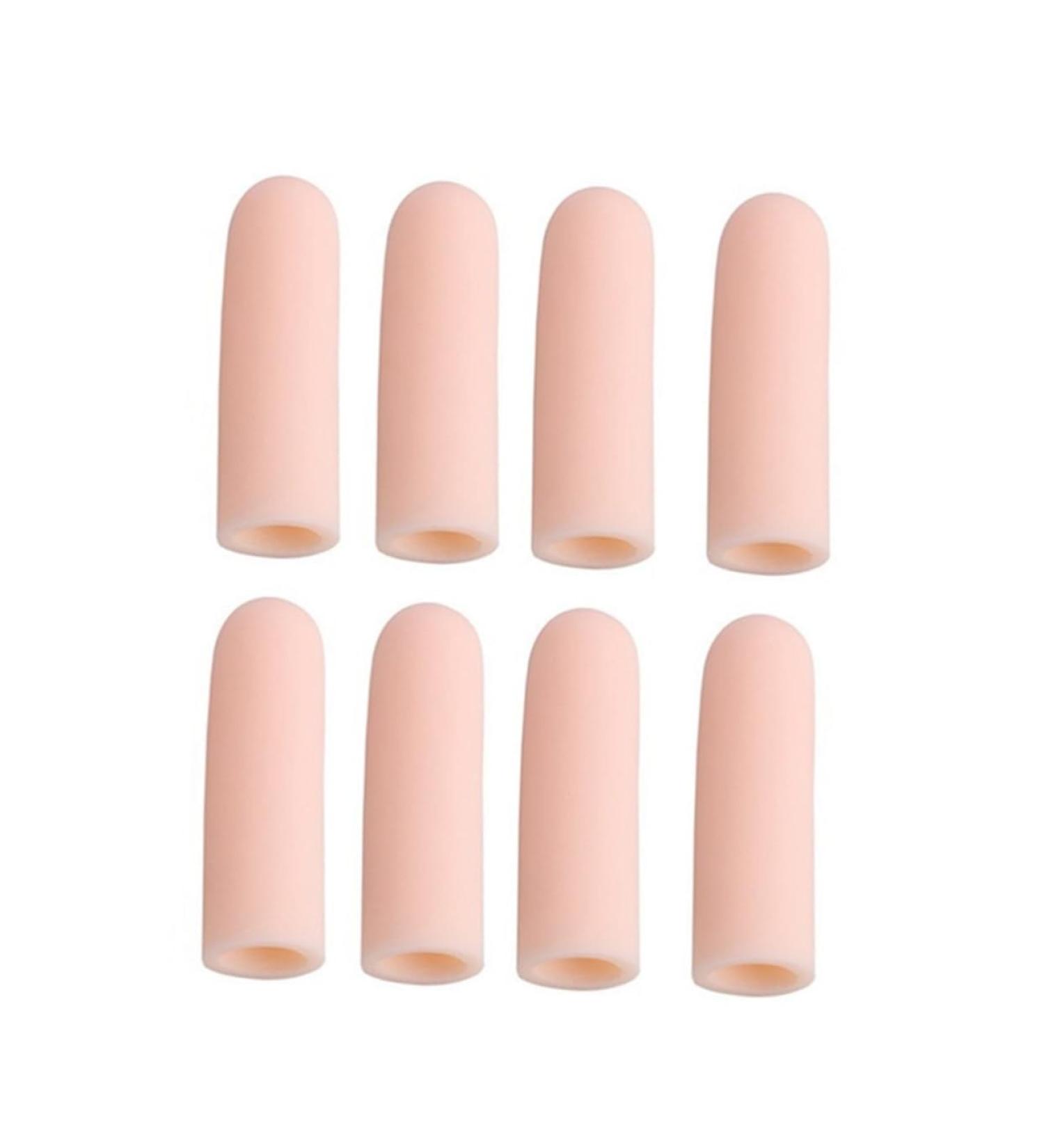 Finger Cots Set - 8 Pcs Finger Tips & Toe Sleeve Covers for Pain Relief - Beige Thin Section - Thumb and Toe Protectors Included - Buy Online on SooperMarket.com
