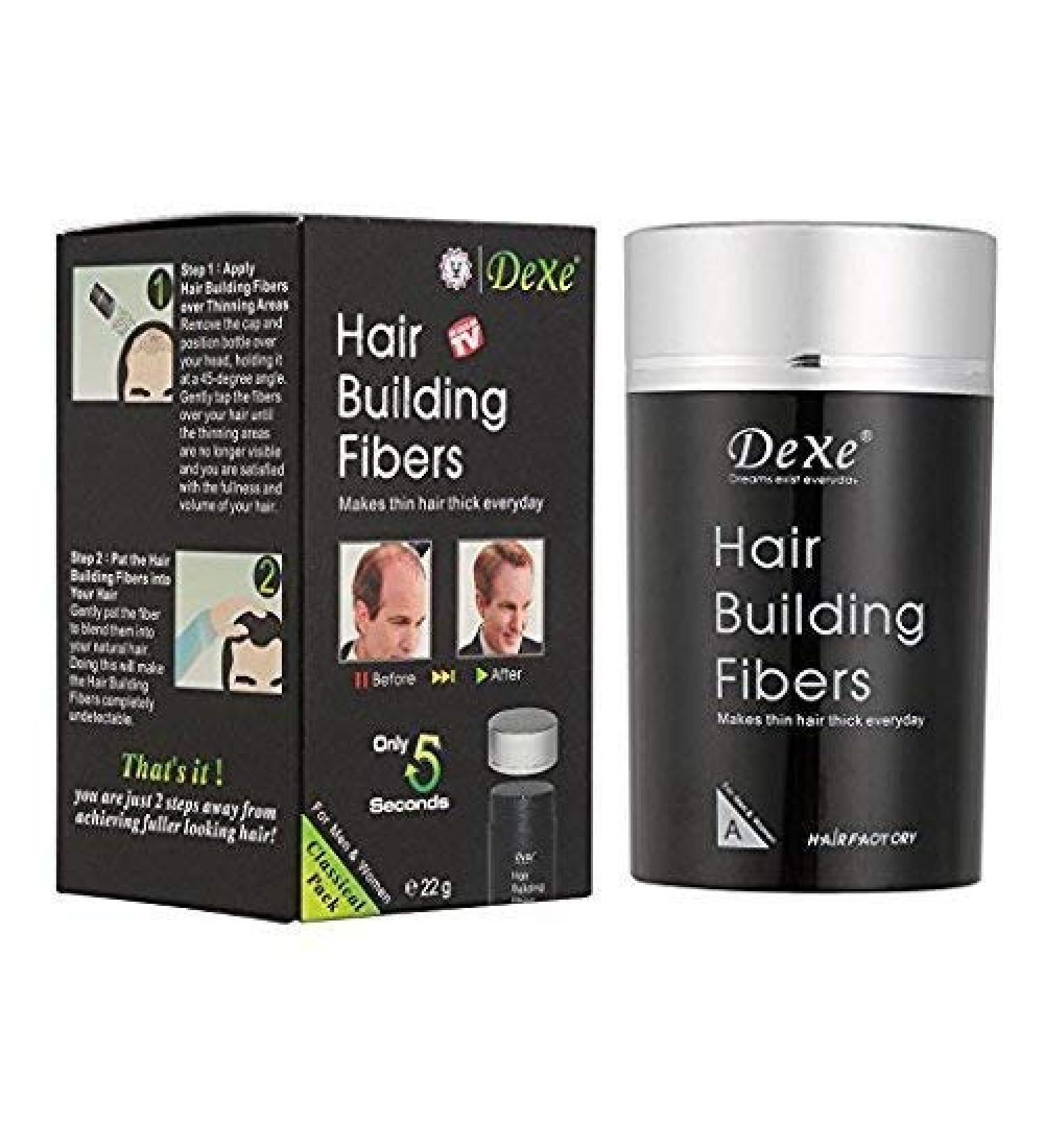 Dexe Hair Building Fibers - Natural Hair Thickener for Men & Women, Instantly Conceals Hair Loss - Deep Brown 22g/0.78oz - Buy Online on SooperMarket.com