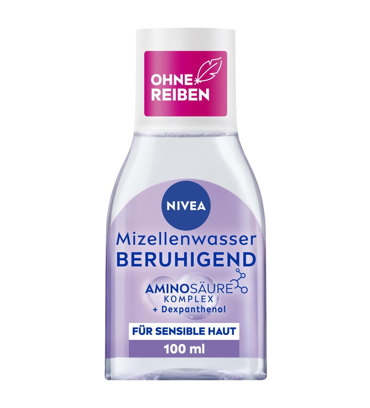 Nivea Calming Micelle Water for Sensitive Skin | Perfume-Free Facial Toner with Dexpanthenol & Amino Acids | Moisturizing Cleansing Water | 100ml - Buy Online on SooperMarket.com