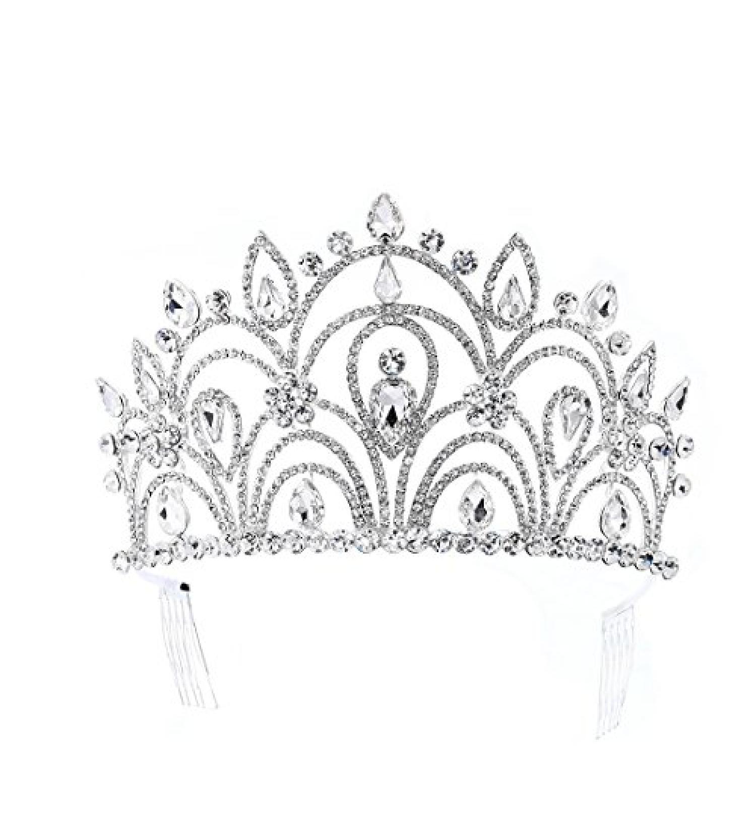 Eseres Tall Pageant Tiaras - Elegant Rhinestone Crown for Women with Combs - Buy Online on SooperMarket.com