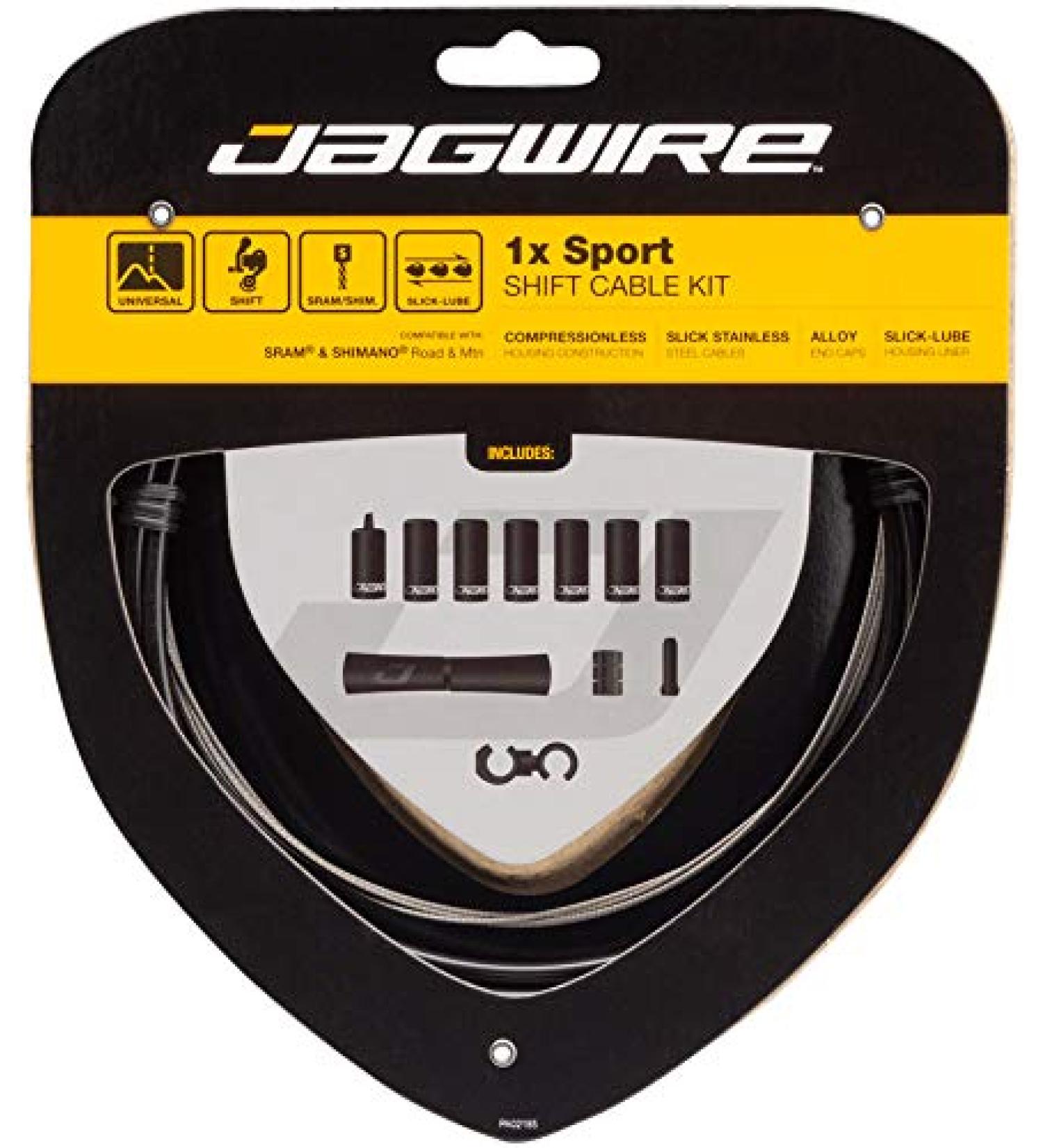 Jagwire - 1x Sport Sealed DIY Shift Cable Kit | for Road, MTN, and Gravel Bike | SRAM and Shimano Shifter Compatible, Sport Slick Cables with Compressionless Housing | Black