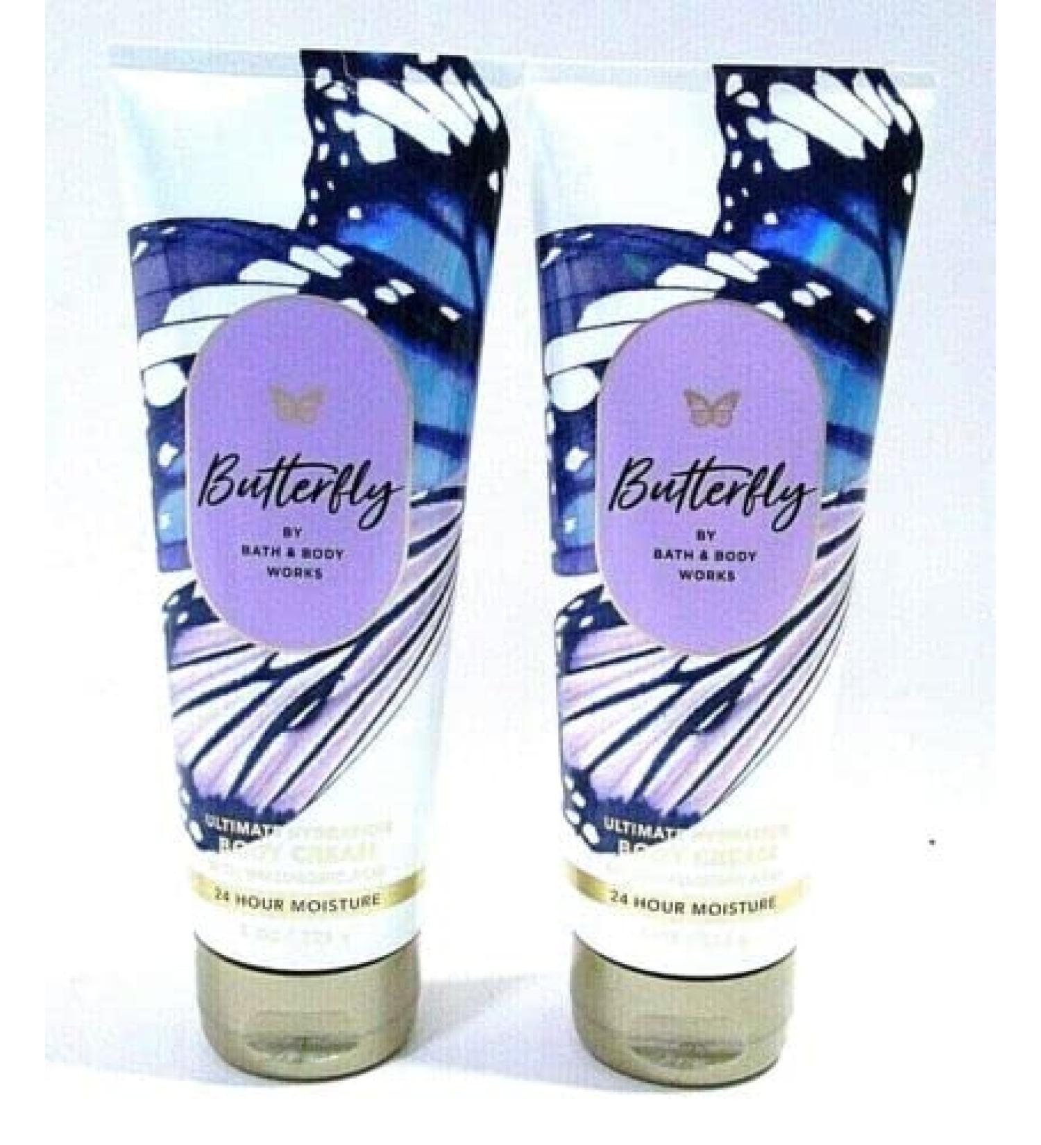 Bath and Body Works Butterfly Body Cream Ultimate Hydration Gift Set For Women 2 Pack 8 Oz. (Butterfly) Hibiscus 8 Ounce (Pack of 2)