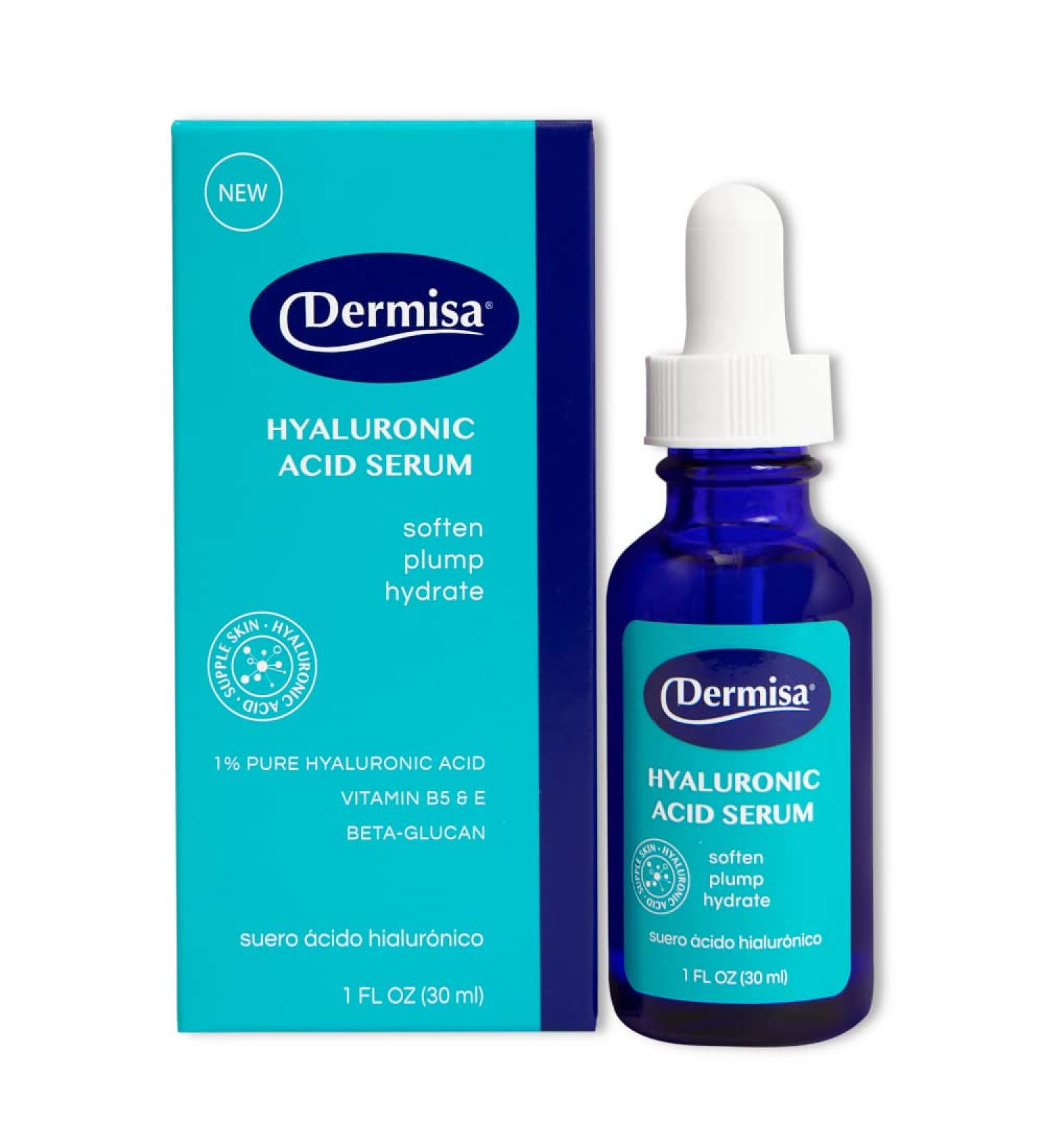Dermisa Hyaluronic Acid Face Serum | 1% Pure Hyaluronic Acid Vitamin B5 & Beta-Glucan | Intense Moisturizer for All Skin Types | Paraben & Fragrance-Free - Buy Online on SooperMarket.com