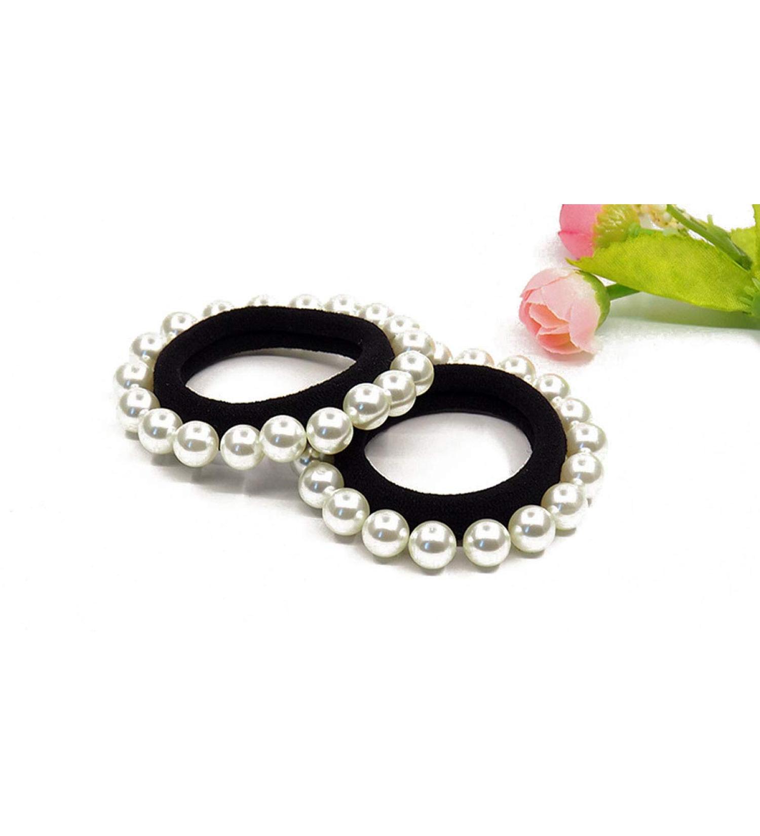 Suoirblss Imitation Pearl Hair Elastics - 5 PCS Elastic Bands for Ponytails and Bracelets - Buy Online on SooperMarket.com