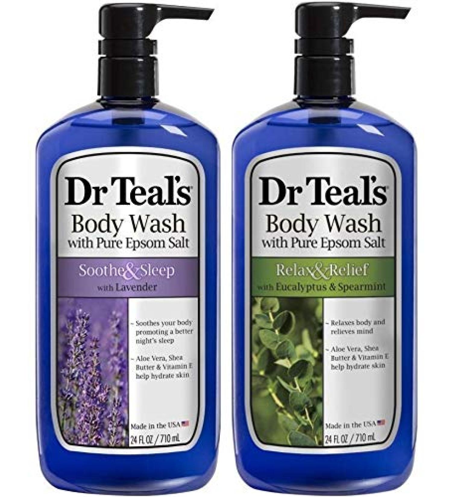 Dr Teal's Body Wash Combo Pack - Soothe & Sleep with Lavender + Relax & Relief with Eucalyptus & Spearmint (48 fl oz Total) - Buy Online on SooperMarket.com