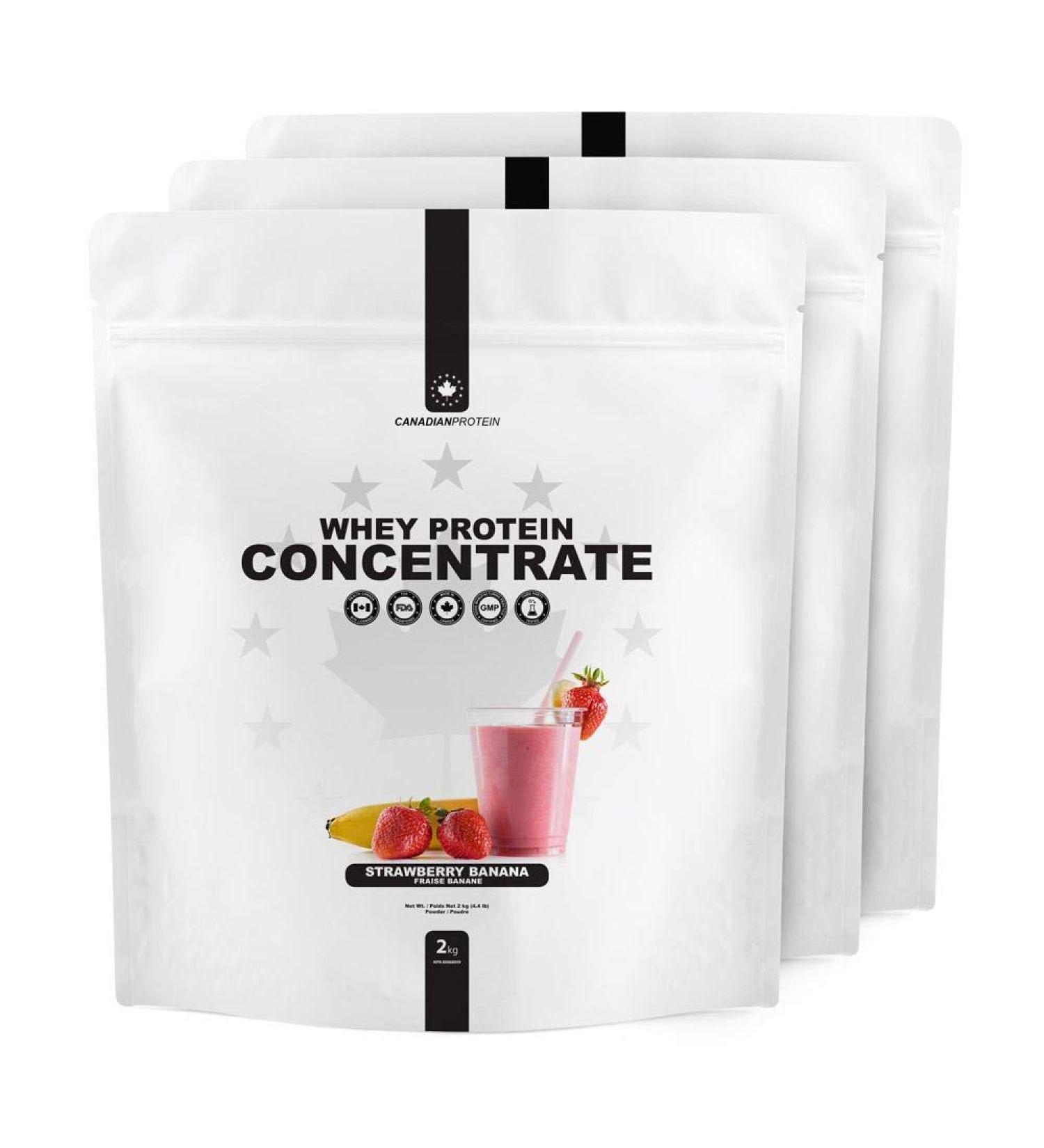Canadian Protein Whey Concentrate 24g of Protein | 6 kg of Strawberry Banana Flavored Low Carb Keto Friendly Workout Recovery Drink | Protein Powder Rich in BCAA Amino Acids - Buy Online on SooperMarket.com