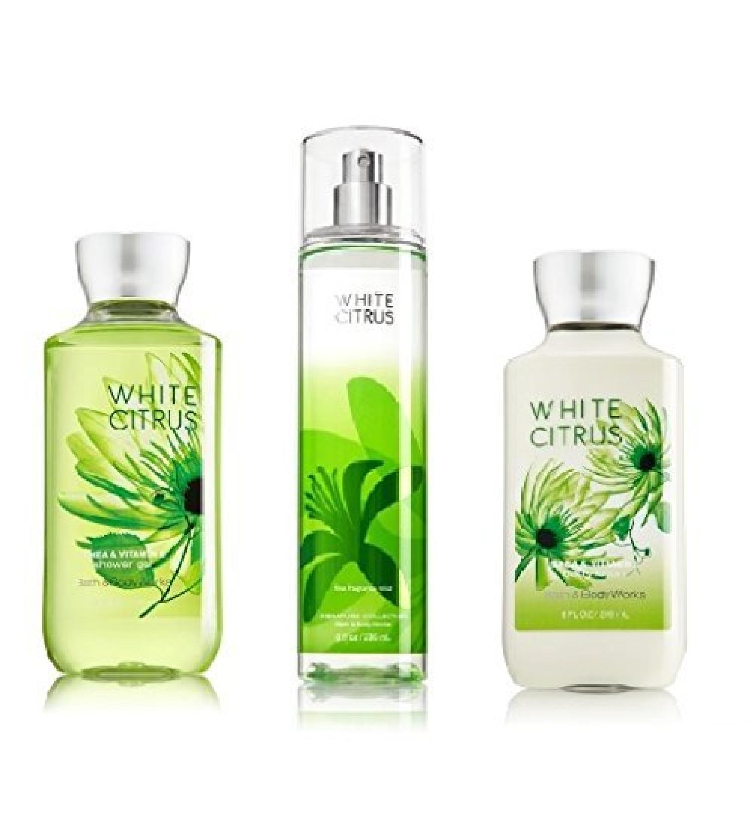 Bath and Body Works - Signature Collection - WHITE CITRUS - Shower Gel - Fine Fragrance Mist & Body Lotion Trio